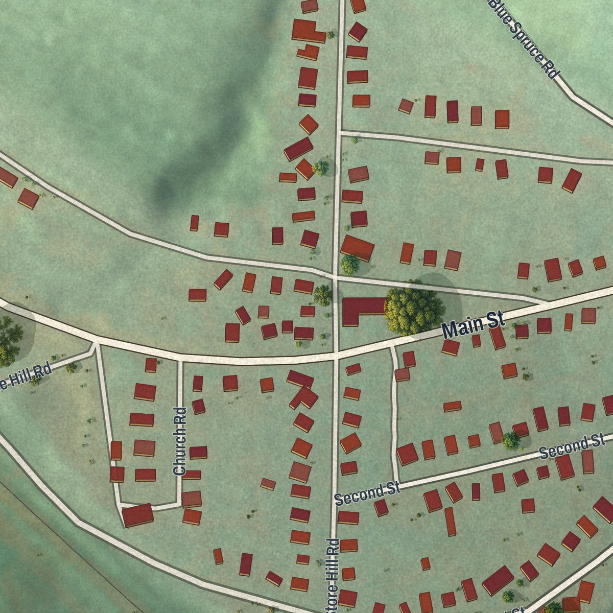 Close-up of the map of Ernest, Pennsylvania print showing street and building detail