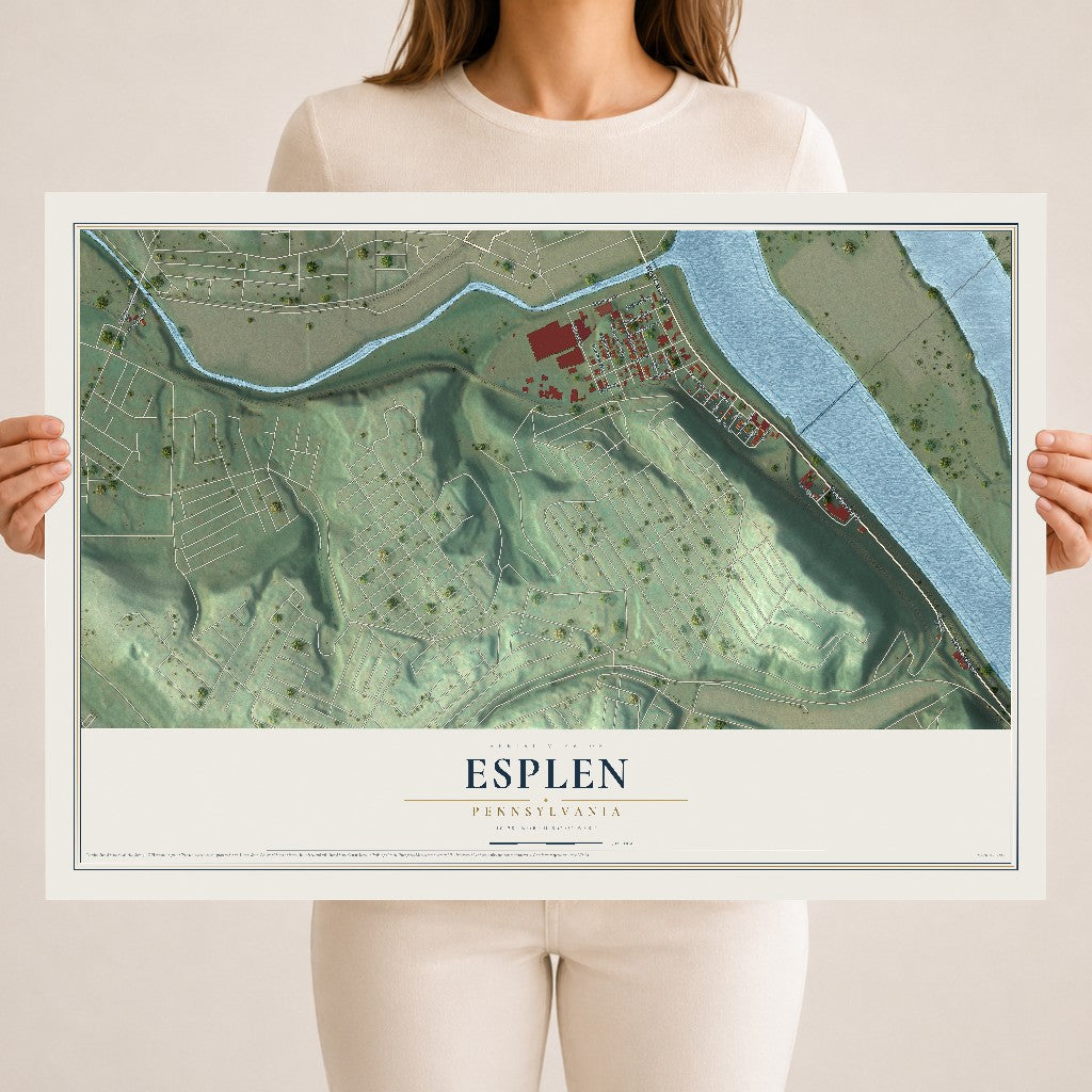 Map of Esplen, Pennsylvania, 18 x 24 inch unframed archival matte print