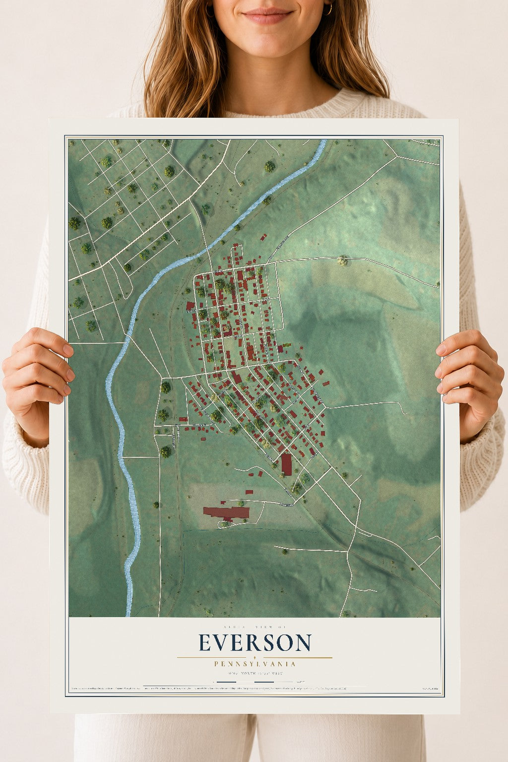 Map of Everson, Pennsylvania, 18 x 24 inch unframed archival matte print