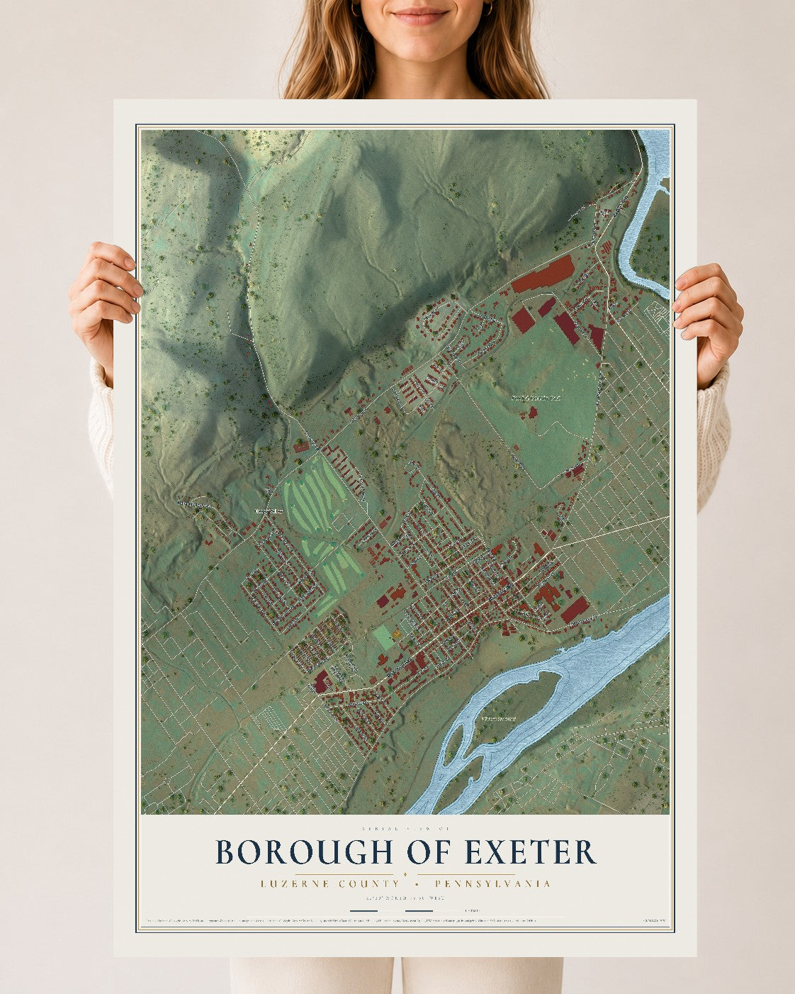 Map of the Borough of Exeter, Luzerne County, Pennsylvania, 24 x 36 inch unframed archival matte print