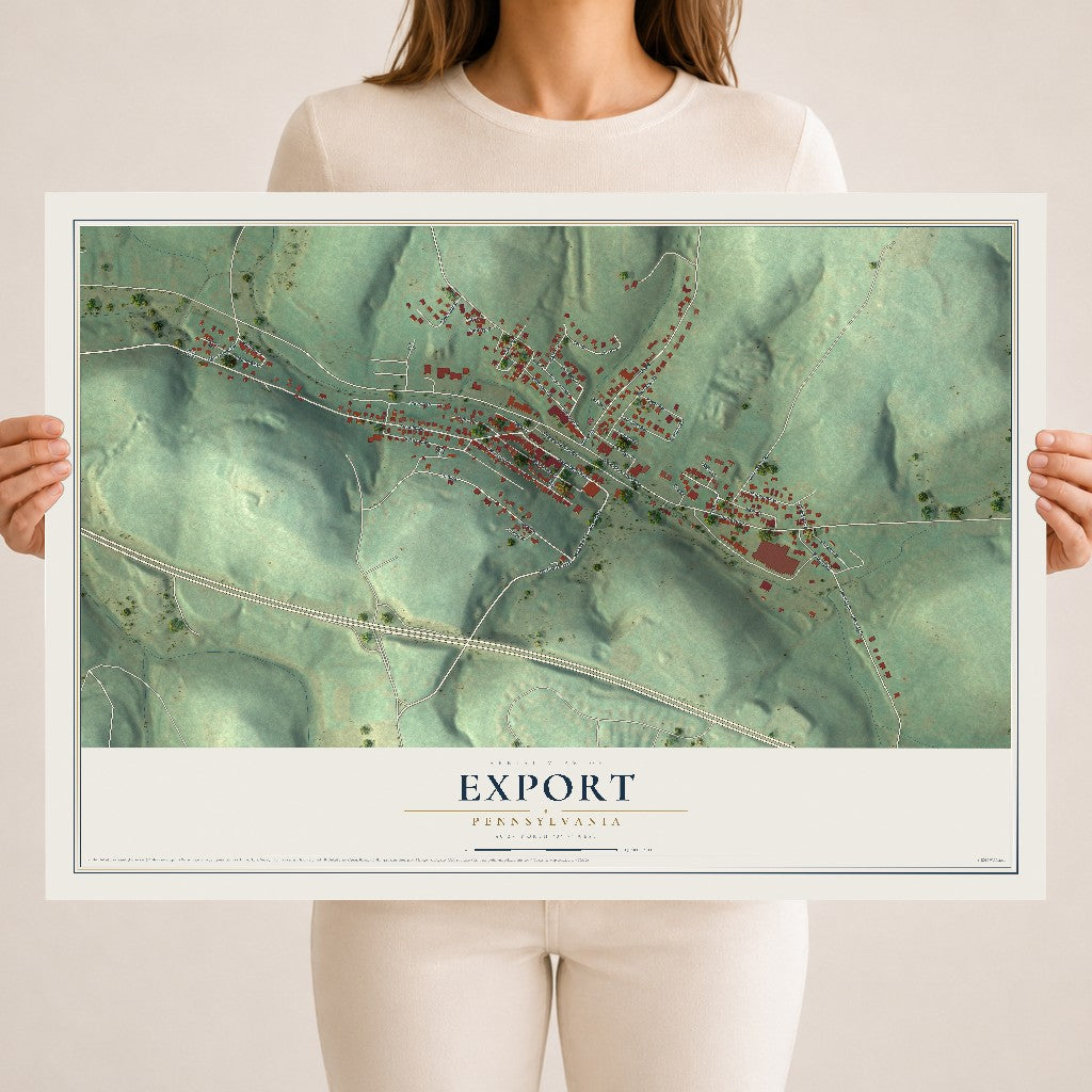 Map of Export, Pennsylvania, 18 x 24 inch unframed archival matte print