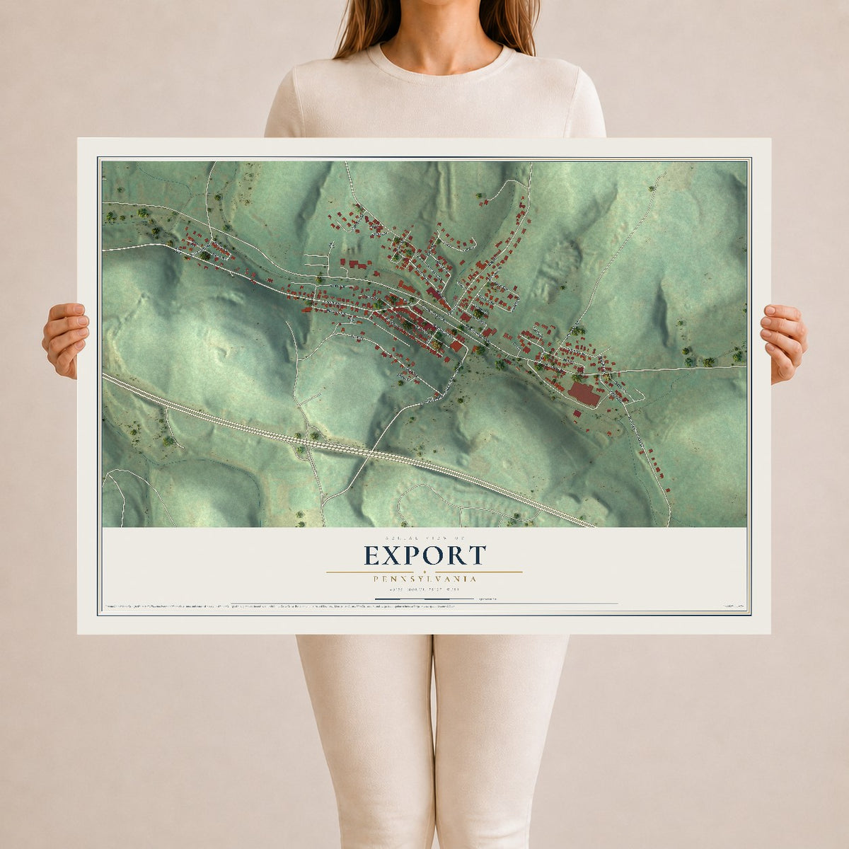 Map of Export, Pennsylvania, 24 x 36 inch unframed archival matte print