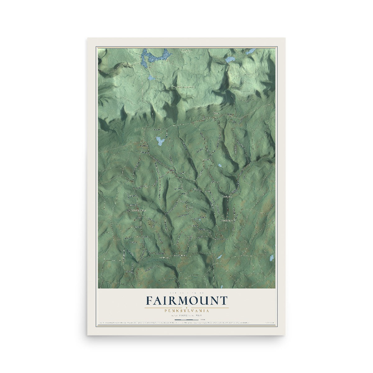 Map of Fairmount, Pennsylvania, 12 x 18 inch unframed archival matte print