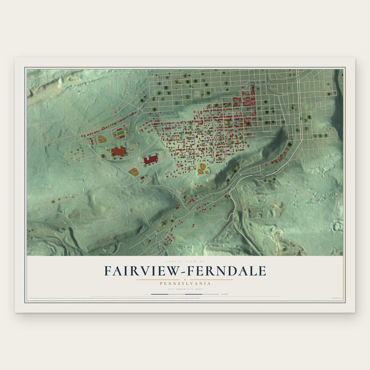 Fairview-Ferndale, Pennsylvania map print, the full design