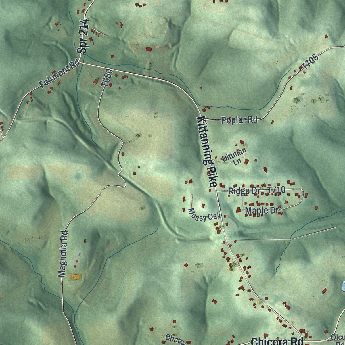 Close-up of the map of Fairview, Butler County, Pennsylvania print showing street and building detail