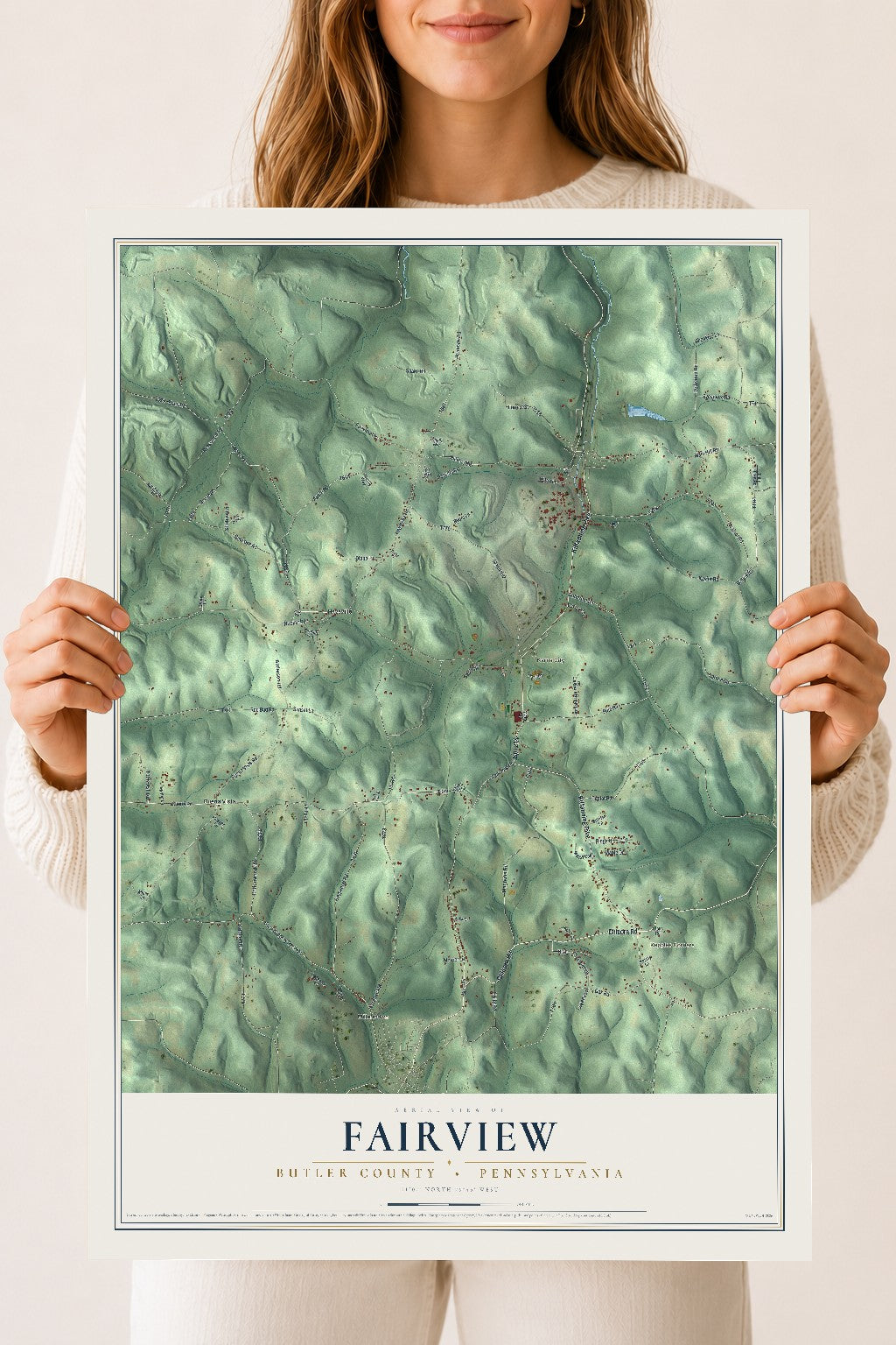 Map of Fairview, Butler County, Pennsylvania, 18 x 24 inch unframed archival matte print