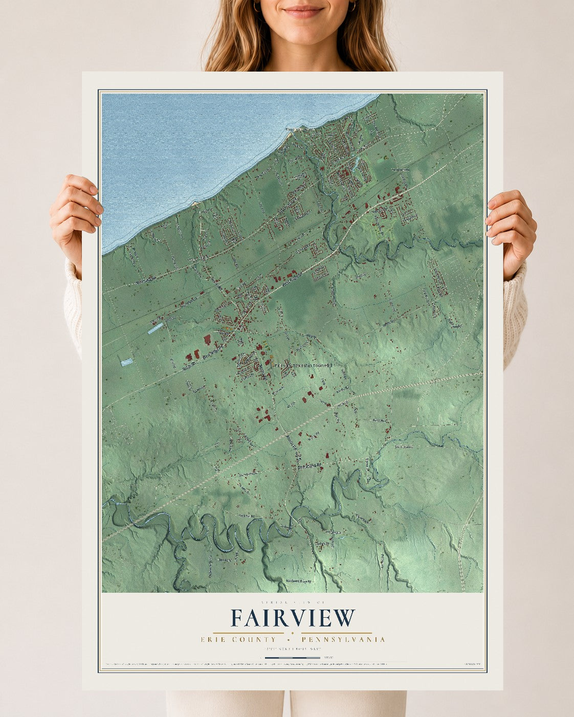 Map of Fairview, Erie County, Pennsylvania, 24 x 36 inch unframed archival matte print