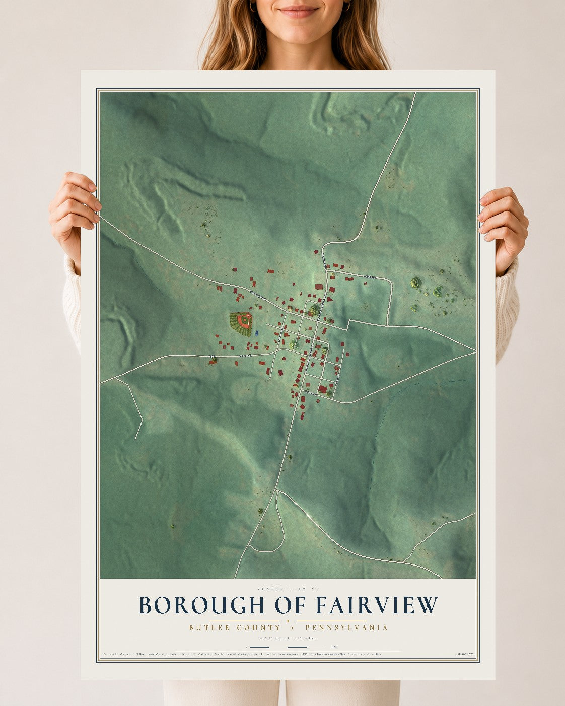 Map of the Borough of Fairview, Butler County, Pennsylvania, 24 x 36 inch unframed archival matte print