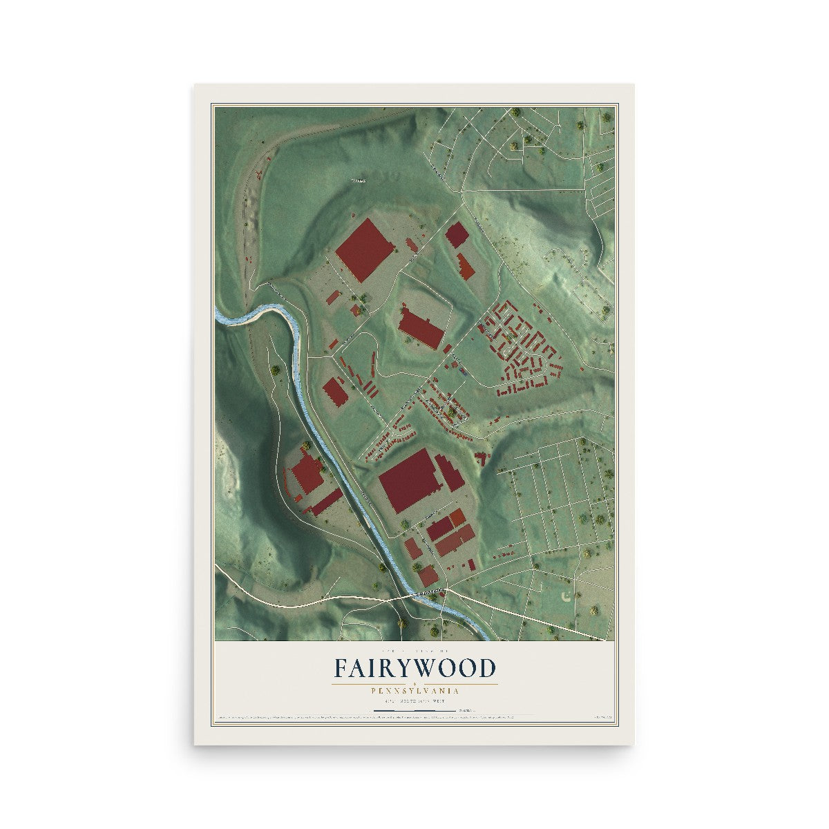 Map of Fairywood, Pennsylvania, 12 x 18 inch unframed archival matte print