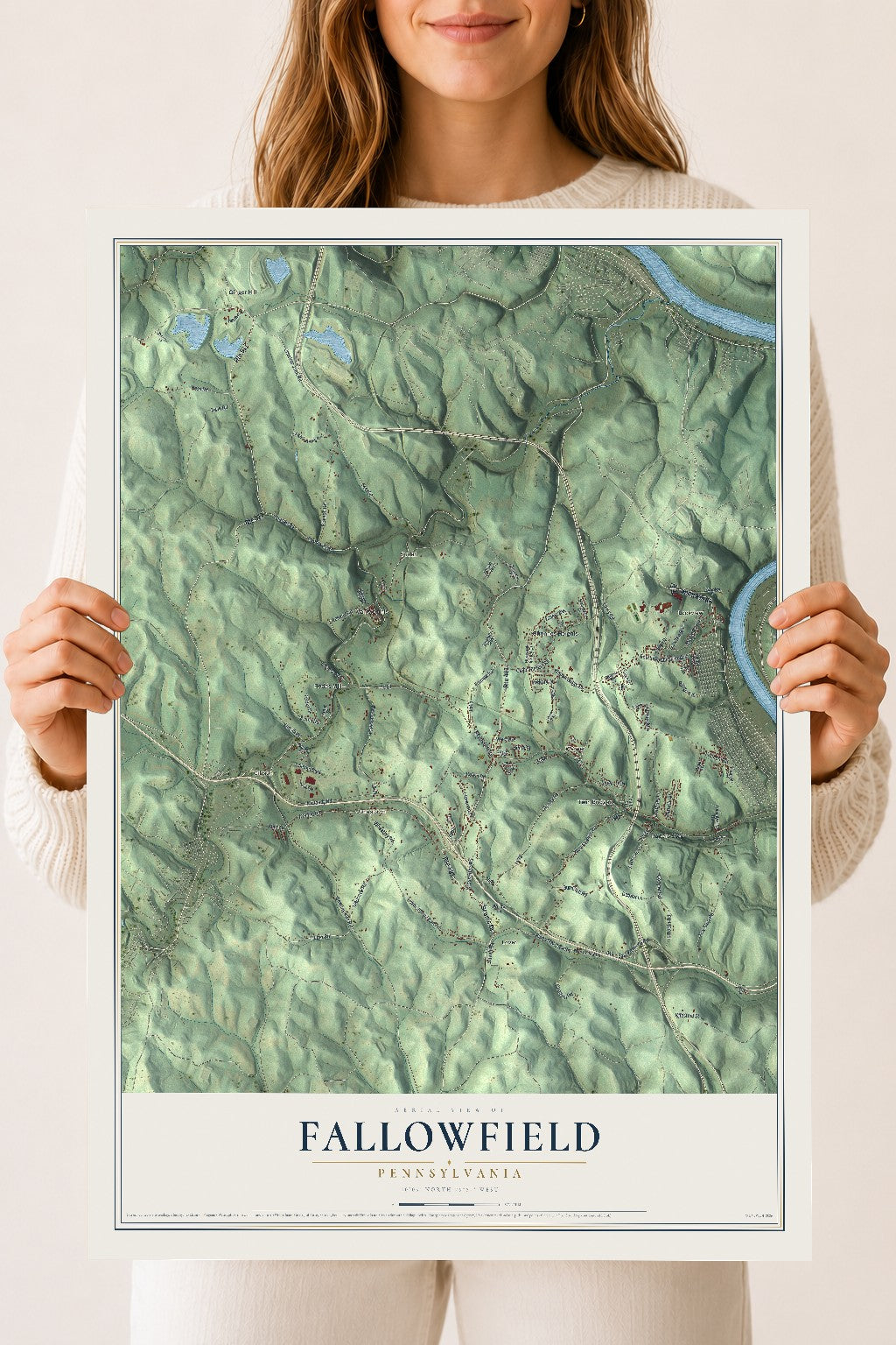 Map of Fallowfield, Pennsylvania, 18 x 24 inch unframed archival matte print