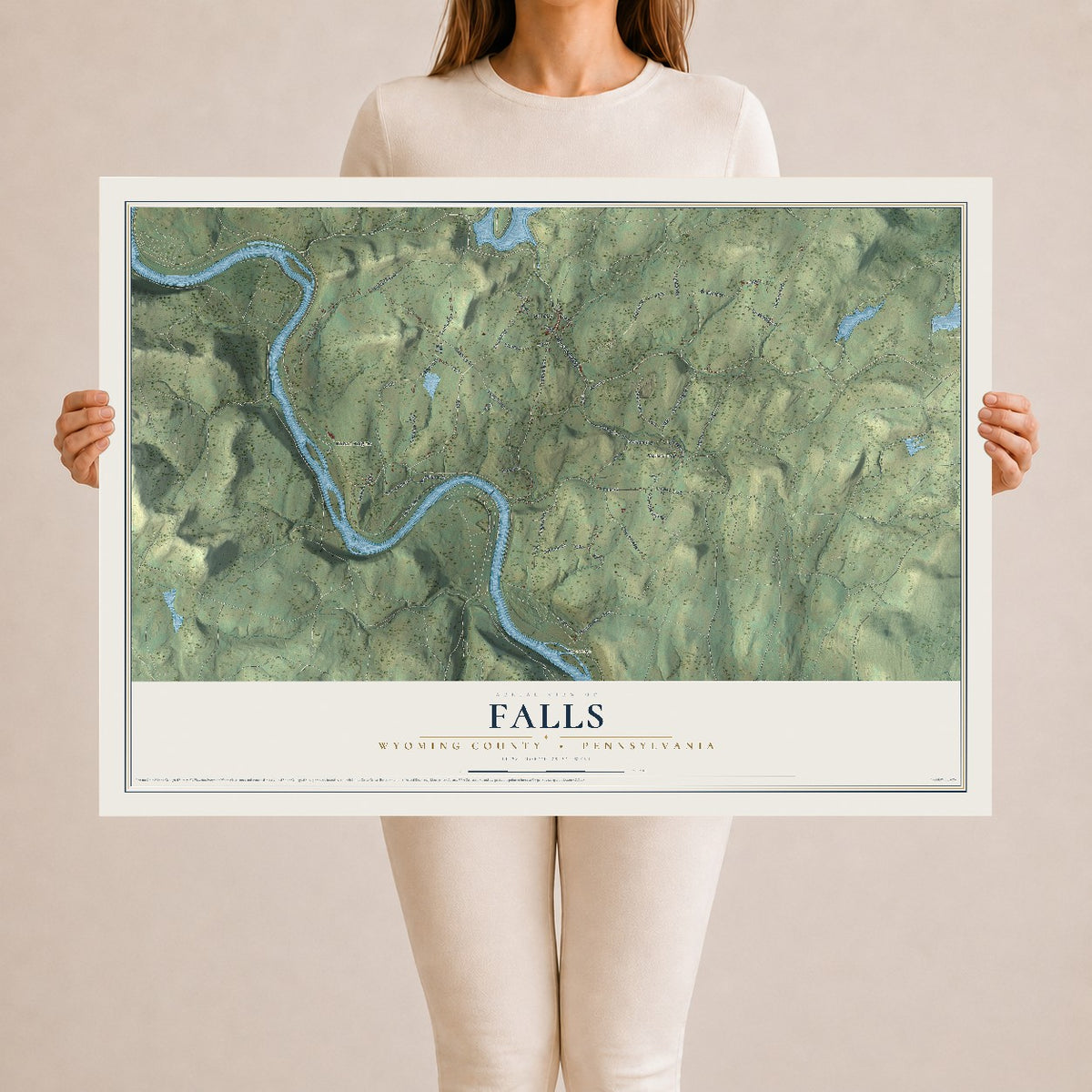 Map of Falls, Wyoming County, Pennsylvania, 24 x 36 inch unframed archival matte print