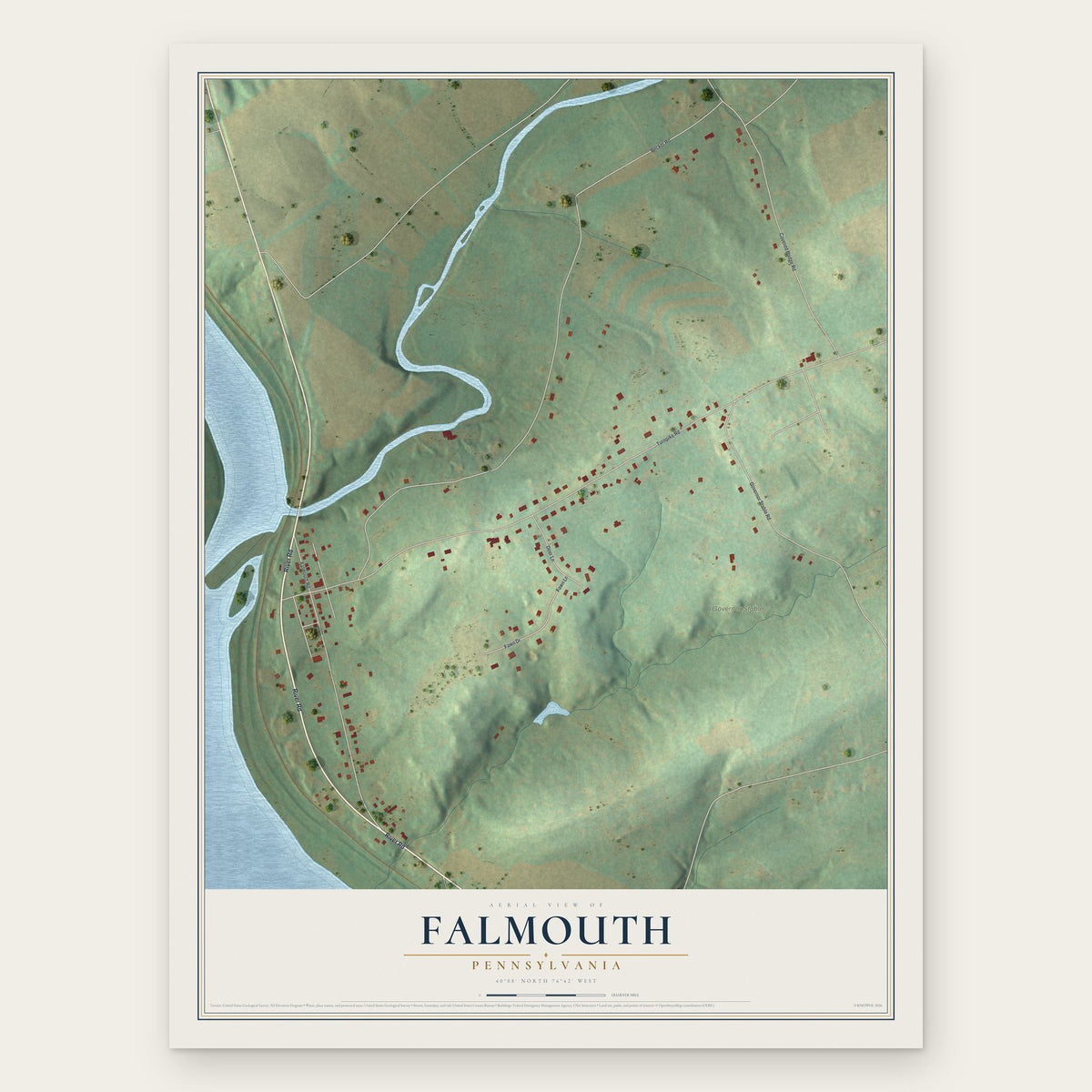 Falmouth, Pennsylvania map print, the full design
