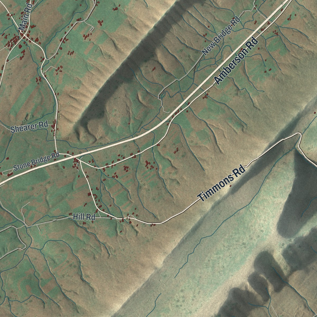 Second close-up of the map of Fannett, Pennsylvania print showing more streets and buildings