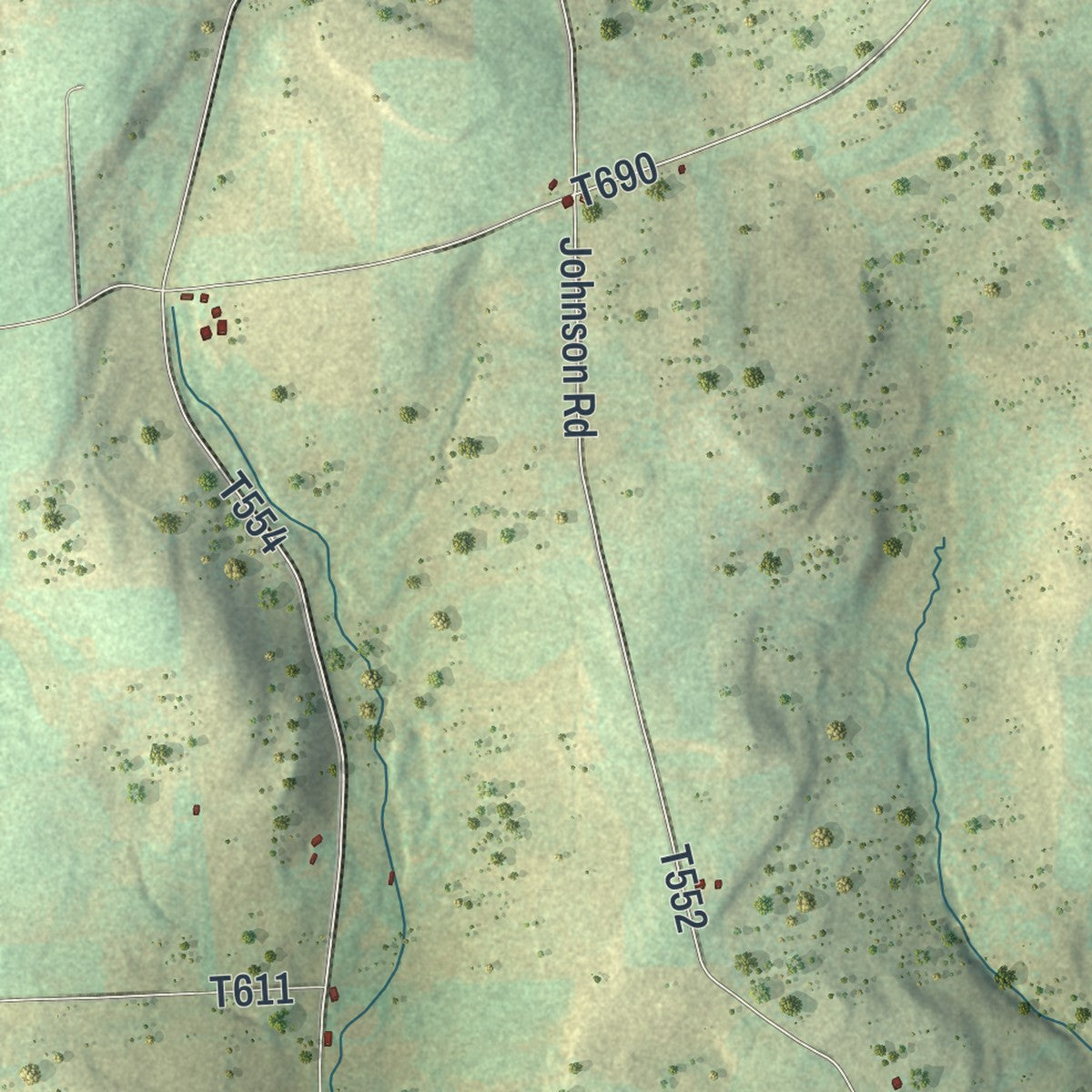 Close-up of the map of Farmington, Tioga County, Pennsylvania print showing street and building detail