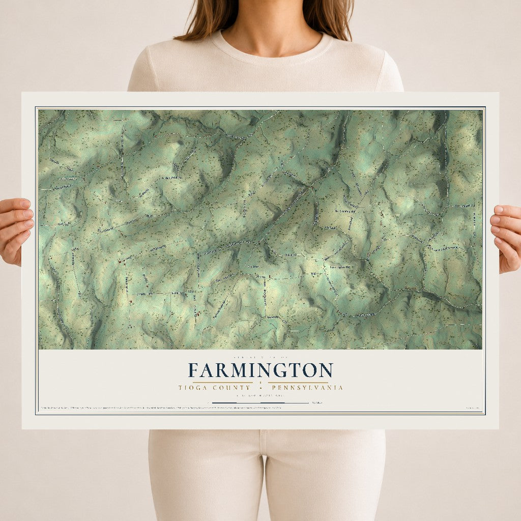 Map of Farmington, Tioga County, Pennsylvania, 18 x 24 inch unframed archival matte print