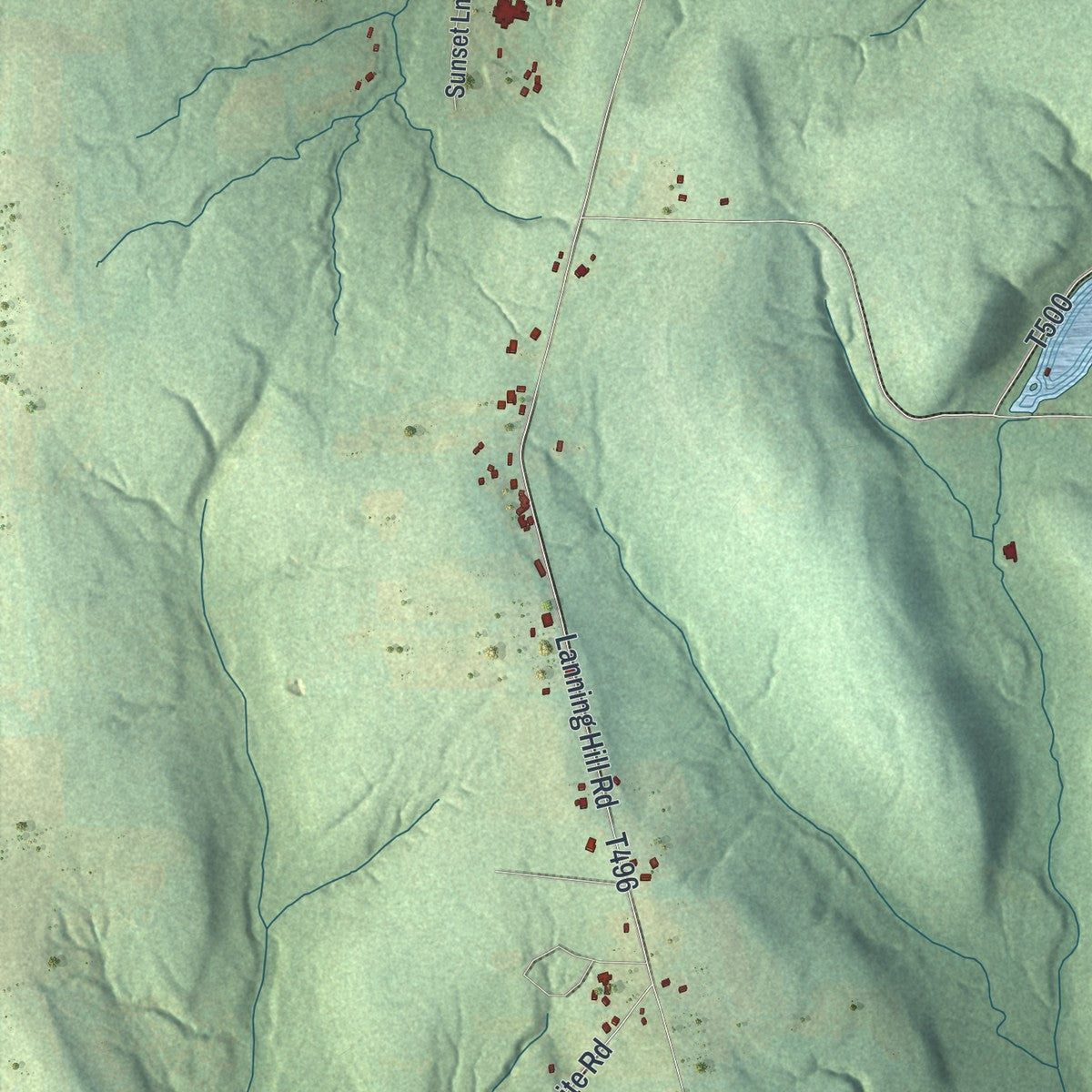 Second close-up of the map of Farmington, Warren County, Pennsylvania print showing more streets and buildings