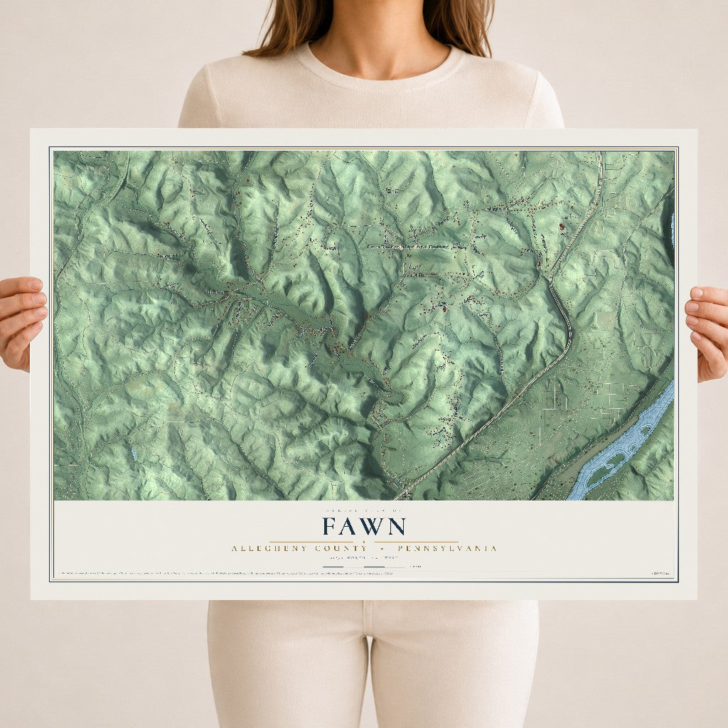 Map of Fawn, Allegheny County, Pennsylvania, 18 x 24 inch unframed archival matte print