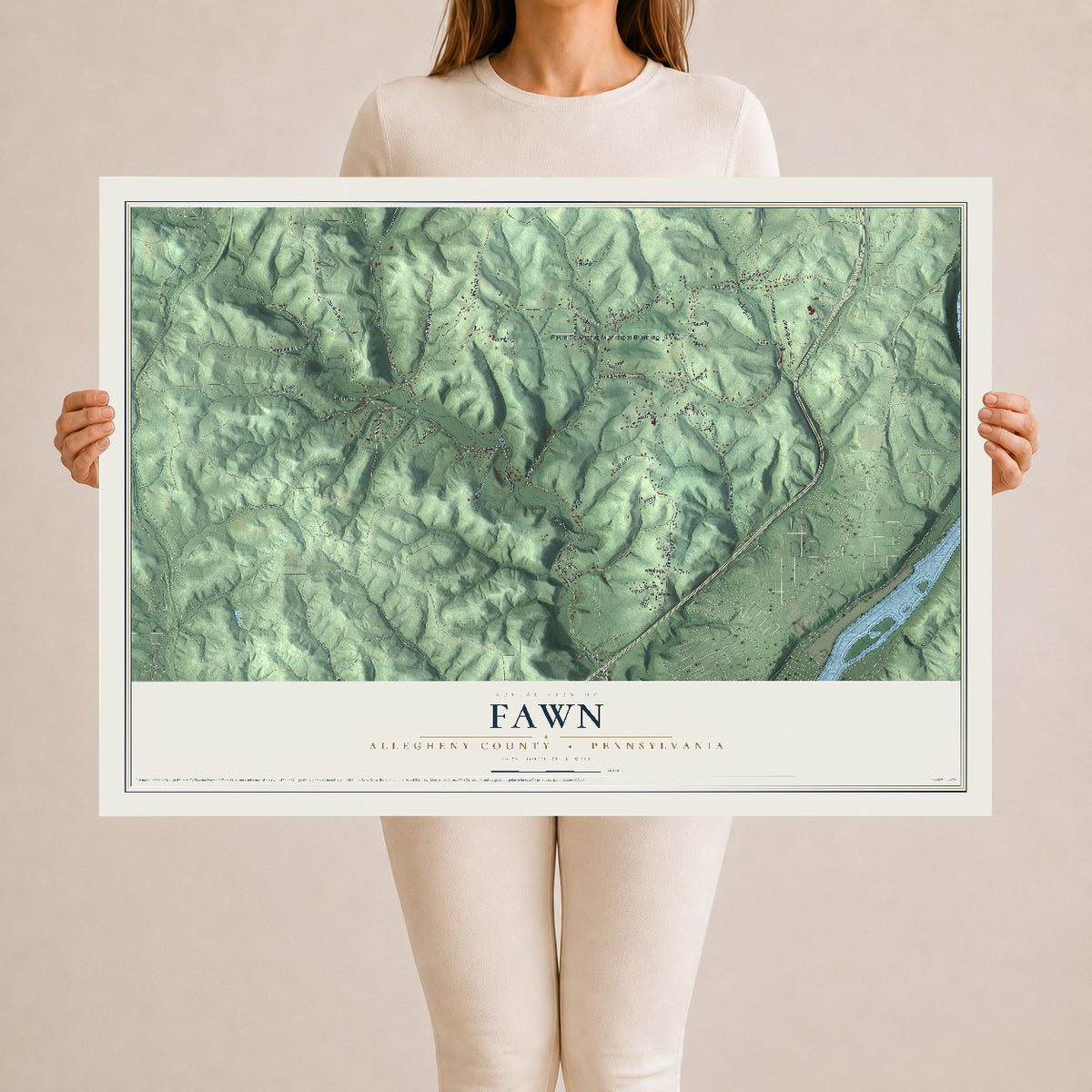 Map of Fawn, Allegheny County, Pennsylvania, 24 x 36 inch unframed archival matte print