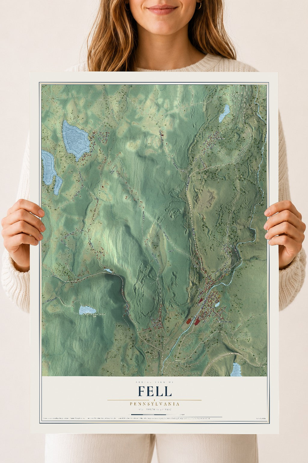 Map of Fell, Pennsylvania, 18 x 24 inch unframed archival matte print