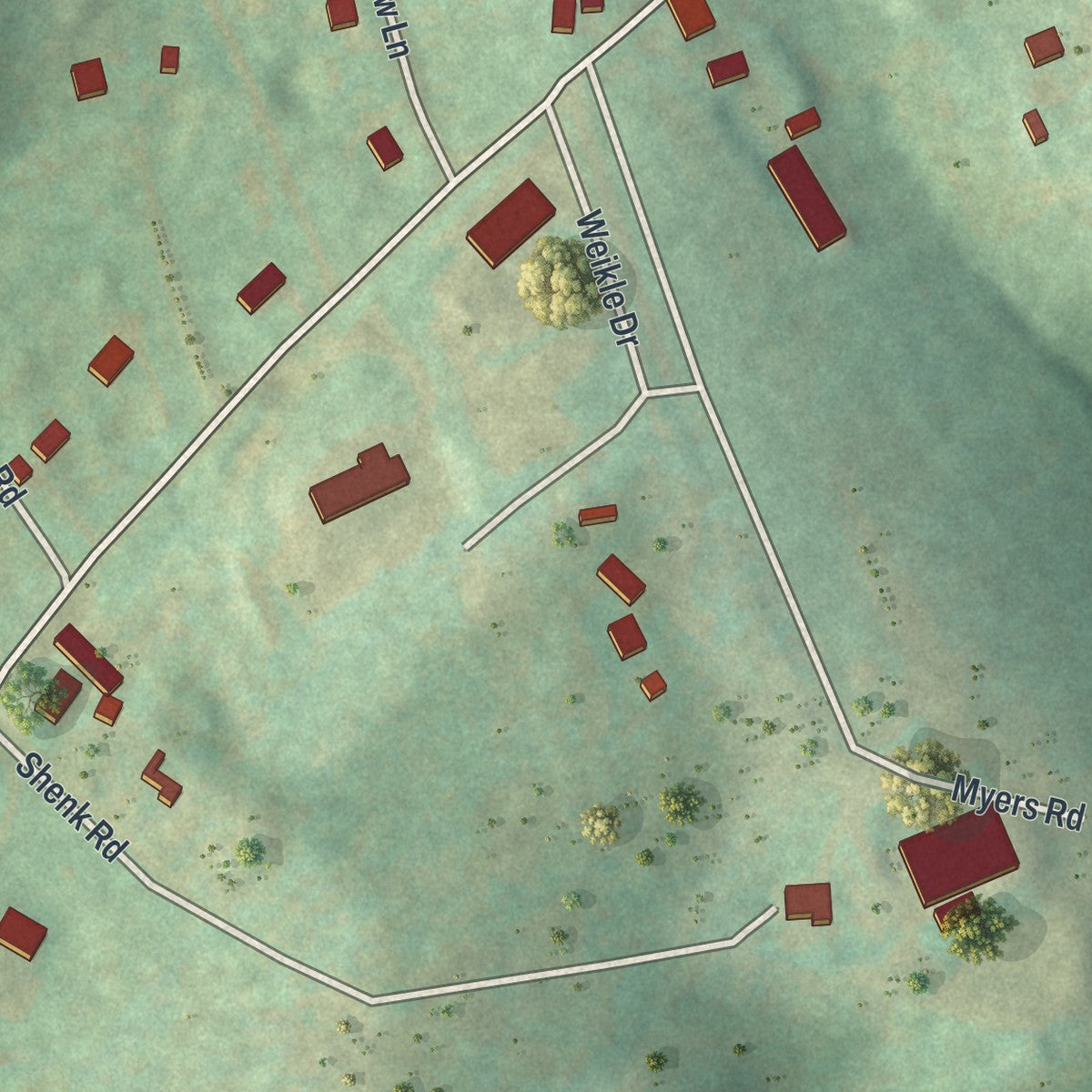 Second close-up of the map of Felton, Pennsylvania print showing more streets and buildings