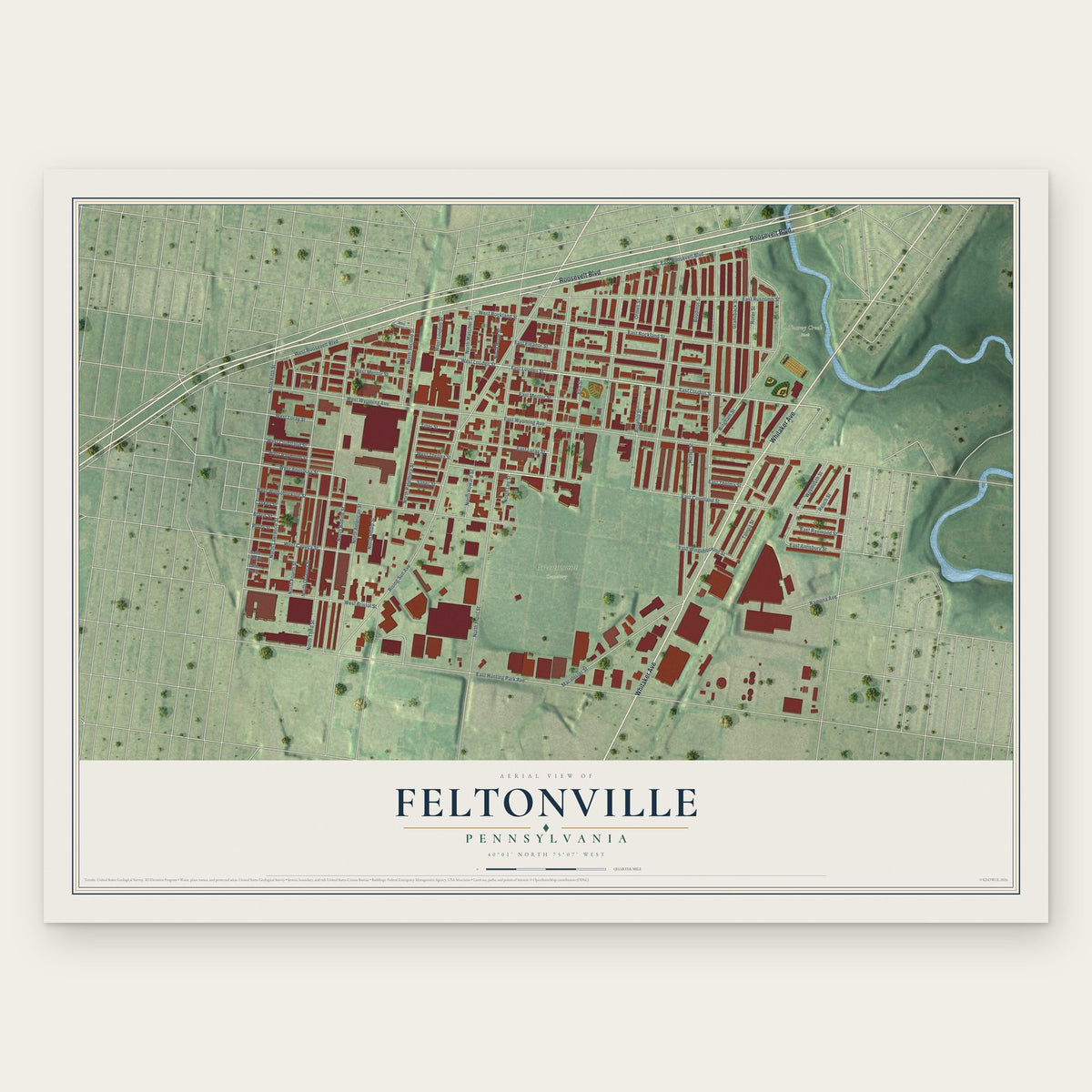 Feltonville, Pennsylvania map print, the full design