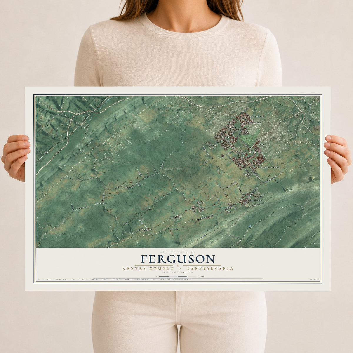 Map of Ferguson, Centre County, Pennsylvania, 12 x 18 inch unframed archival matte print