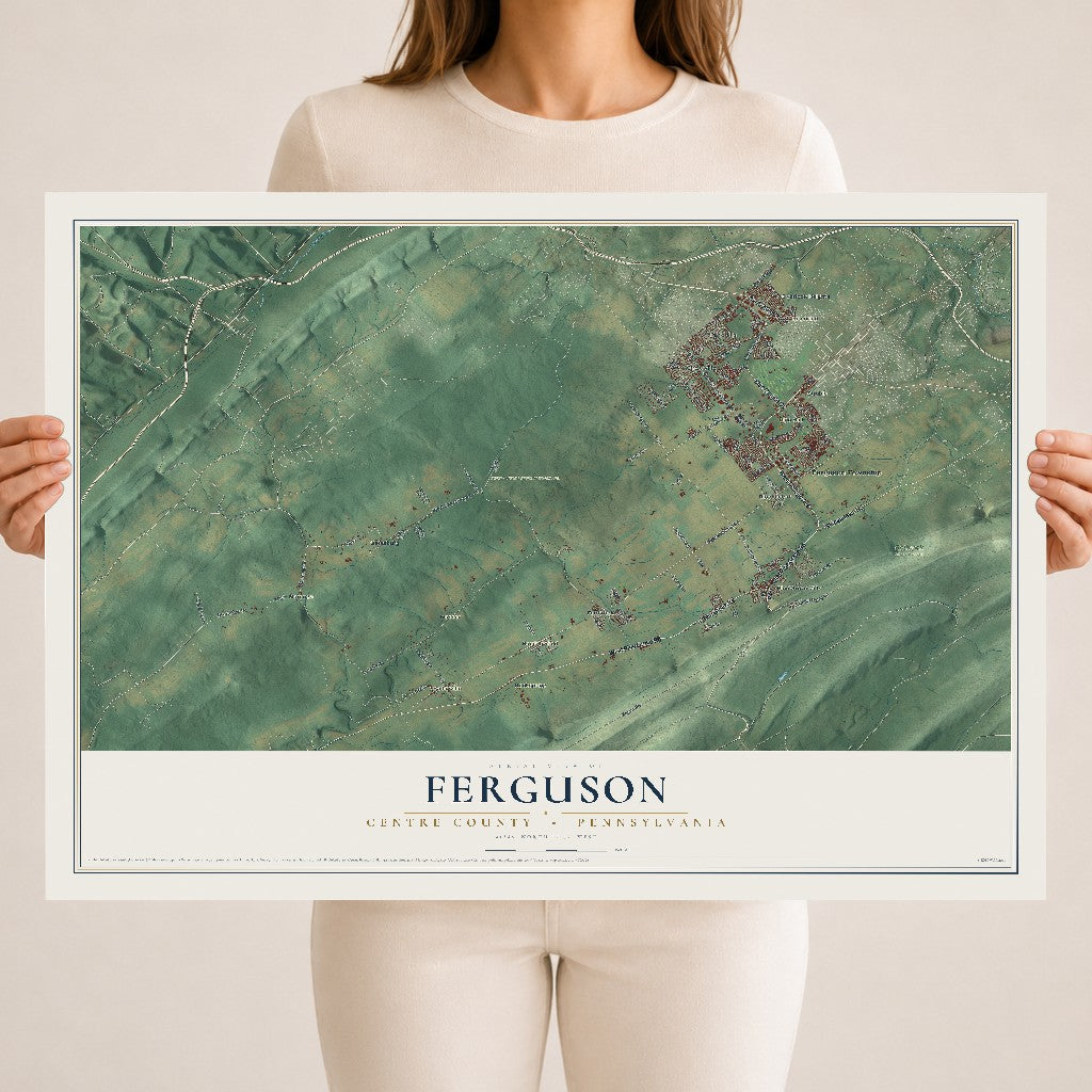 Map of Ferguson, Centre County, Pennsylvania, 18 x 24 inch unframed archival matte print