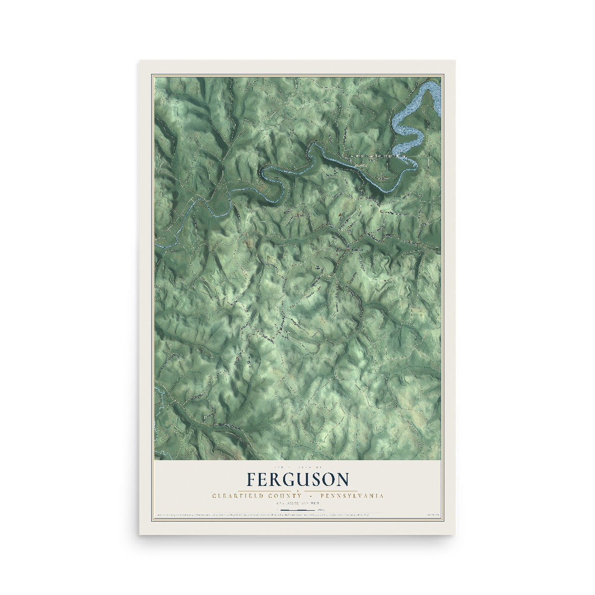 Map of Ferguson, Clearfield County, Pennsylvania, 12 x 18 inch unframed archival matte print