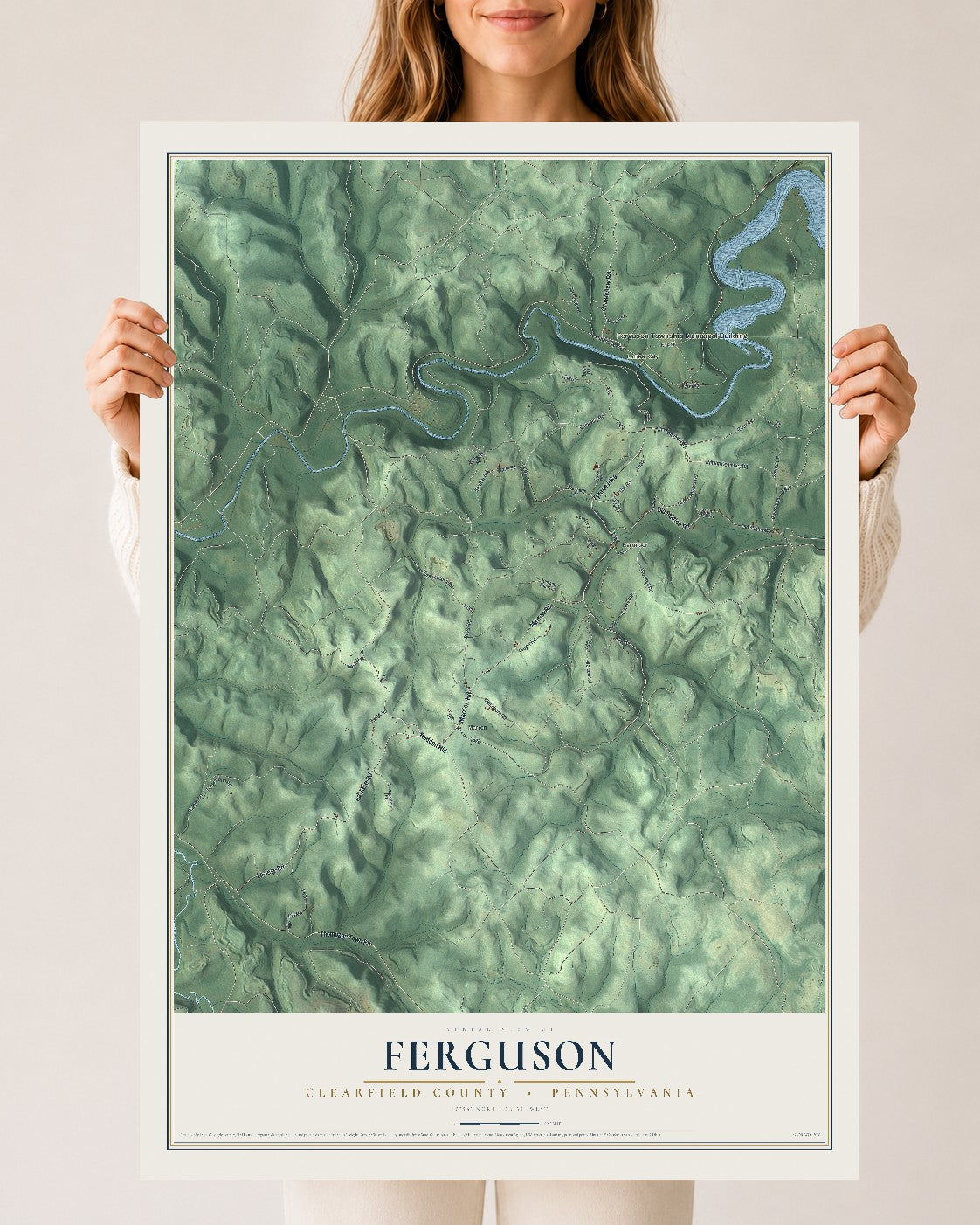 Map of Ferguson, Clearfield County, Pennsylvania, 24 x 36 inch unframed archival matte print