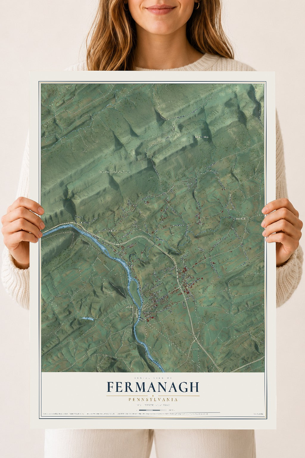 Map of Fermanagh, Pennsylvania, 18 x 24 inch unframed archival matte print