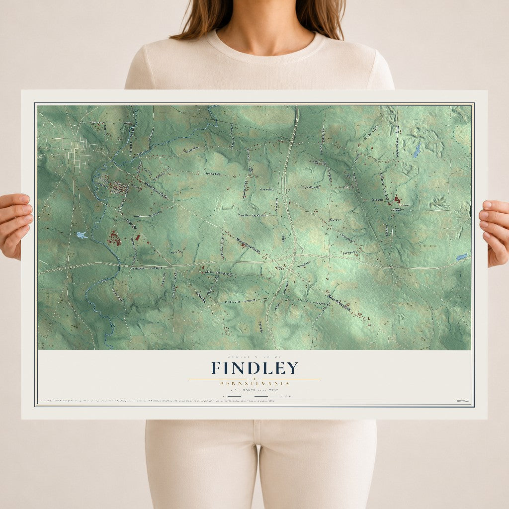 Map of Findley, Pennsylvania, 18 x 24 inch unframed archival matte print