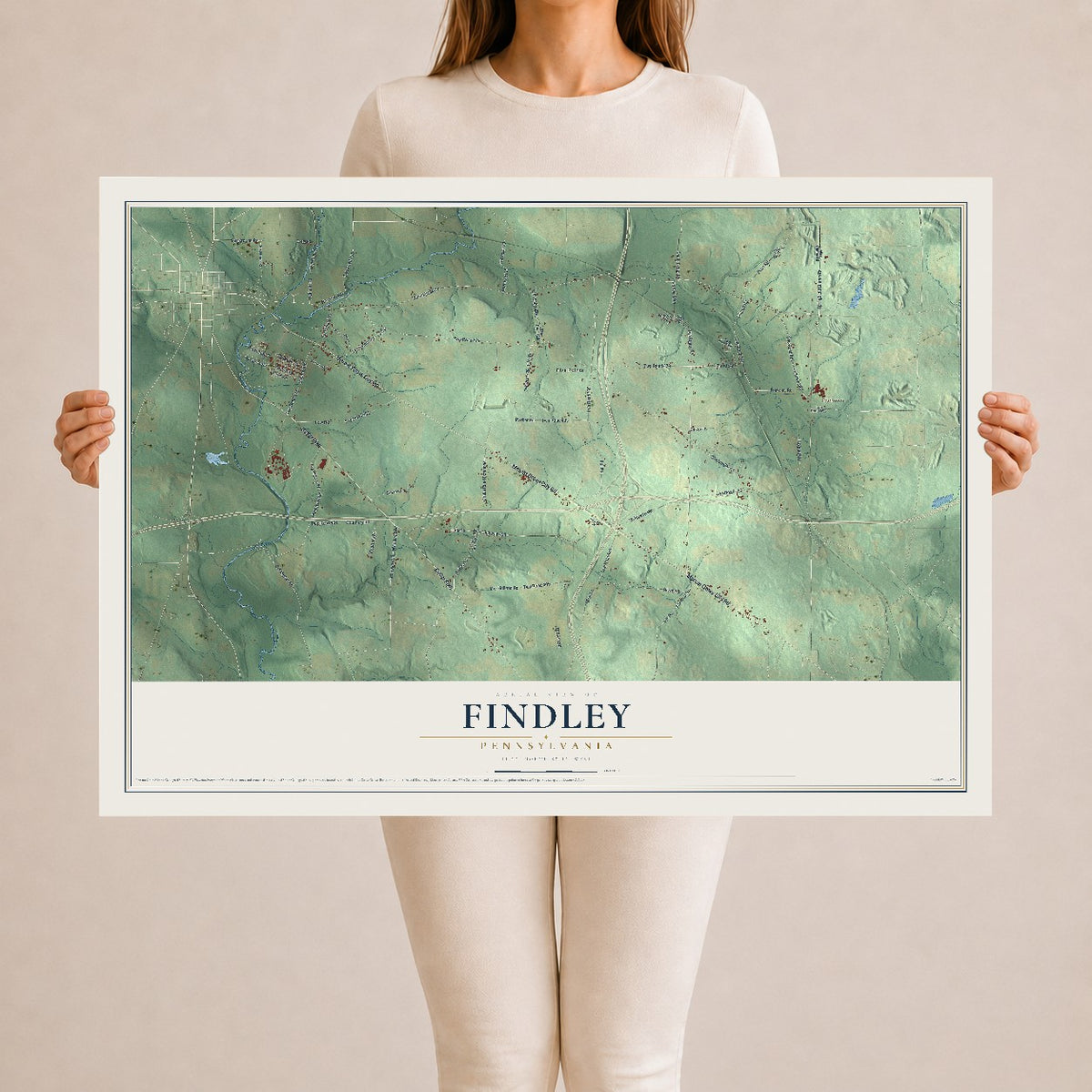 Map of Findley, Pennsylvania, 24 x 36 inch unframed archival matte print