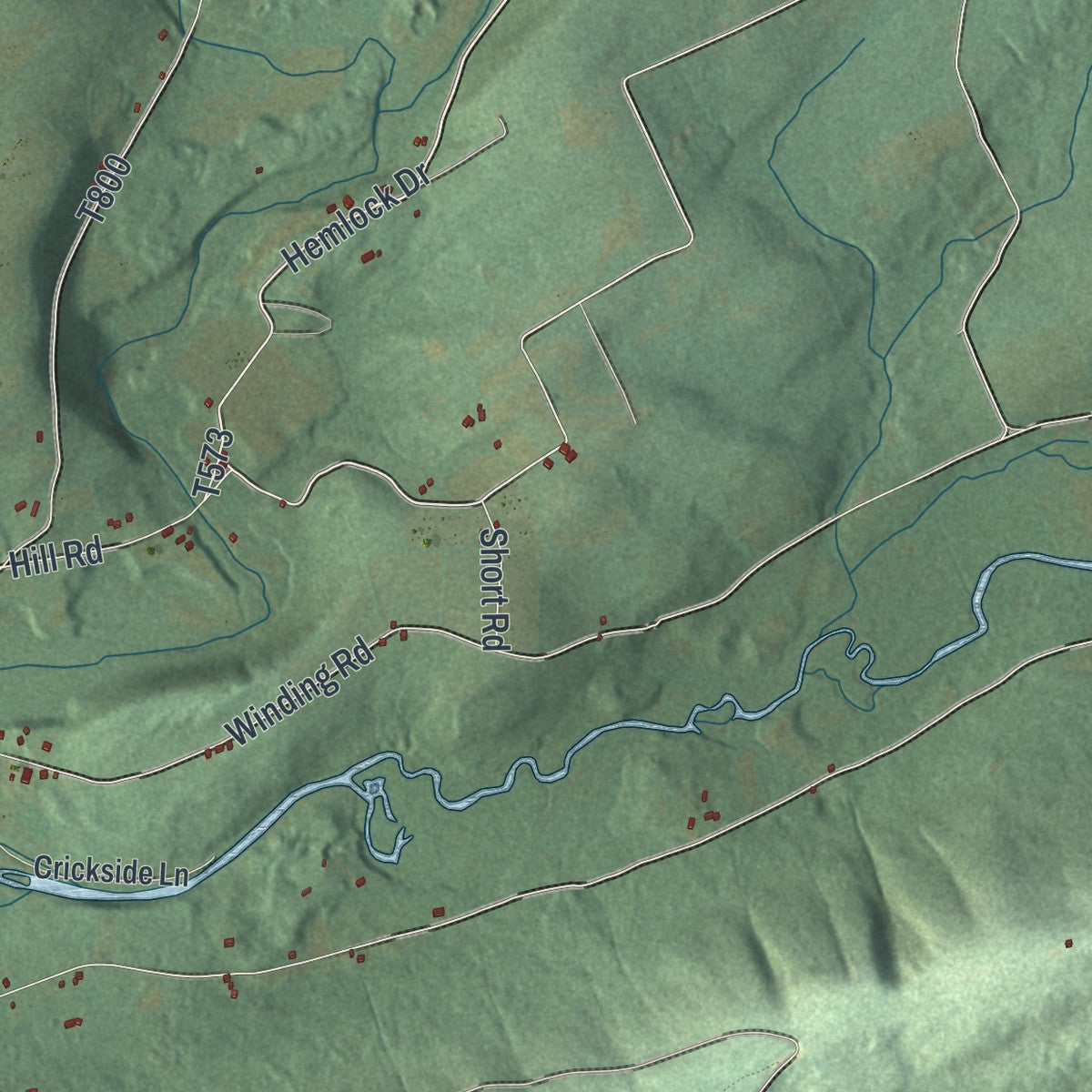 Second close-up of the map of Fishing Creek, Pennsylvania print showing more streets and buildings