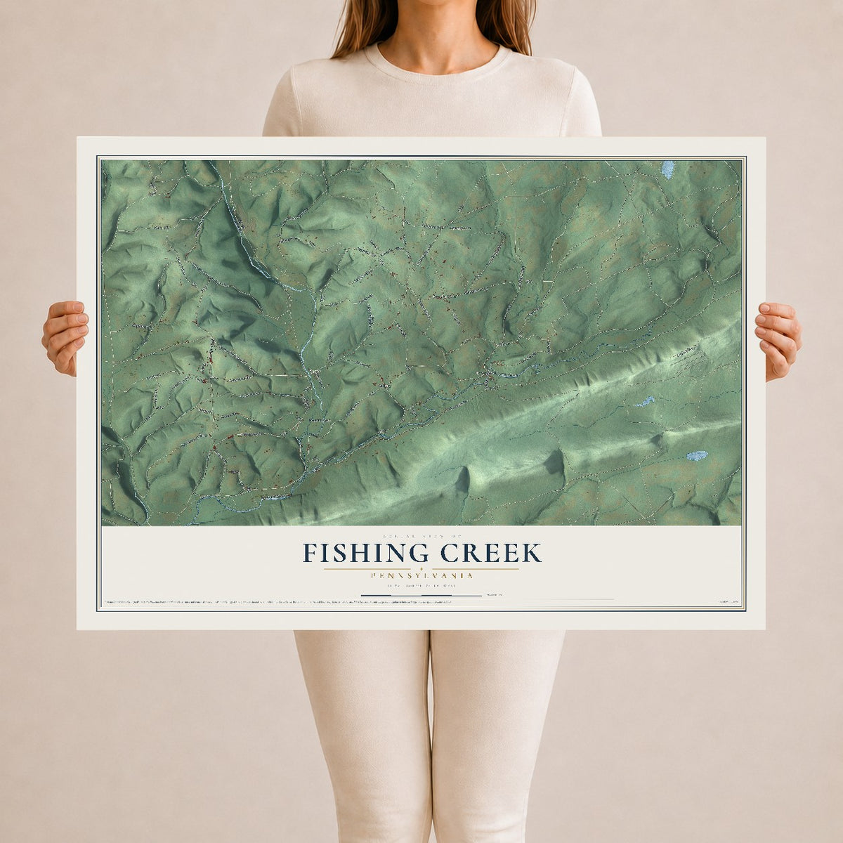 Map of Fishing Creek, Pennsylvania, 24 x 36 inch unframed archival matte print