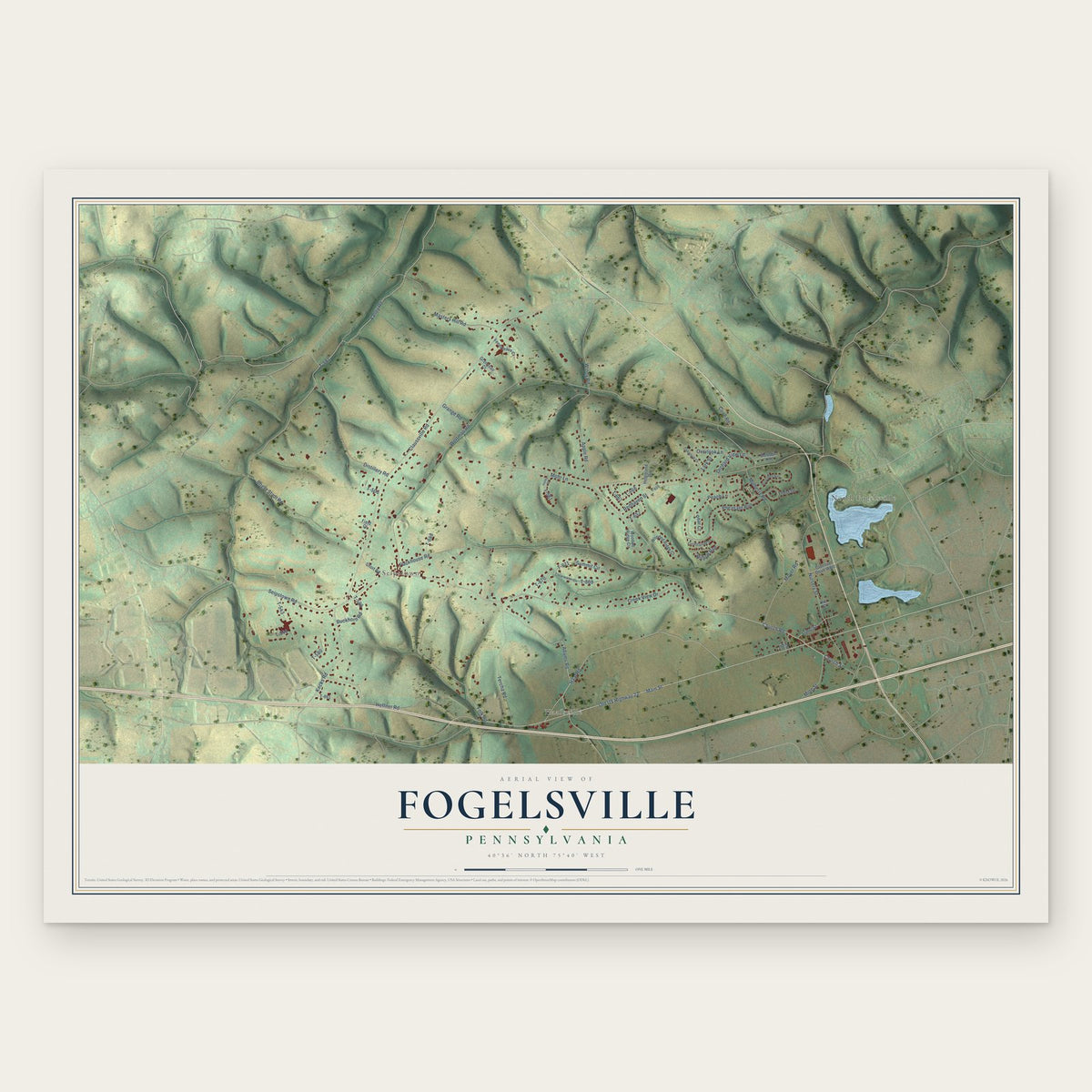Fogelsville, Pennsylvania map print, the full design