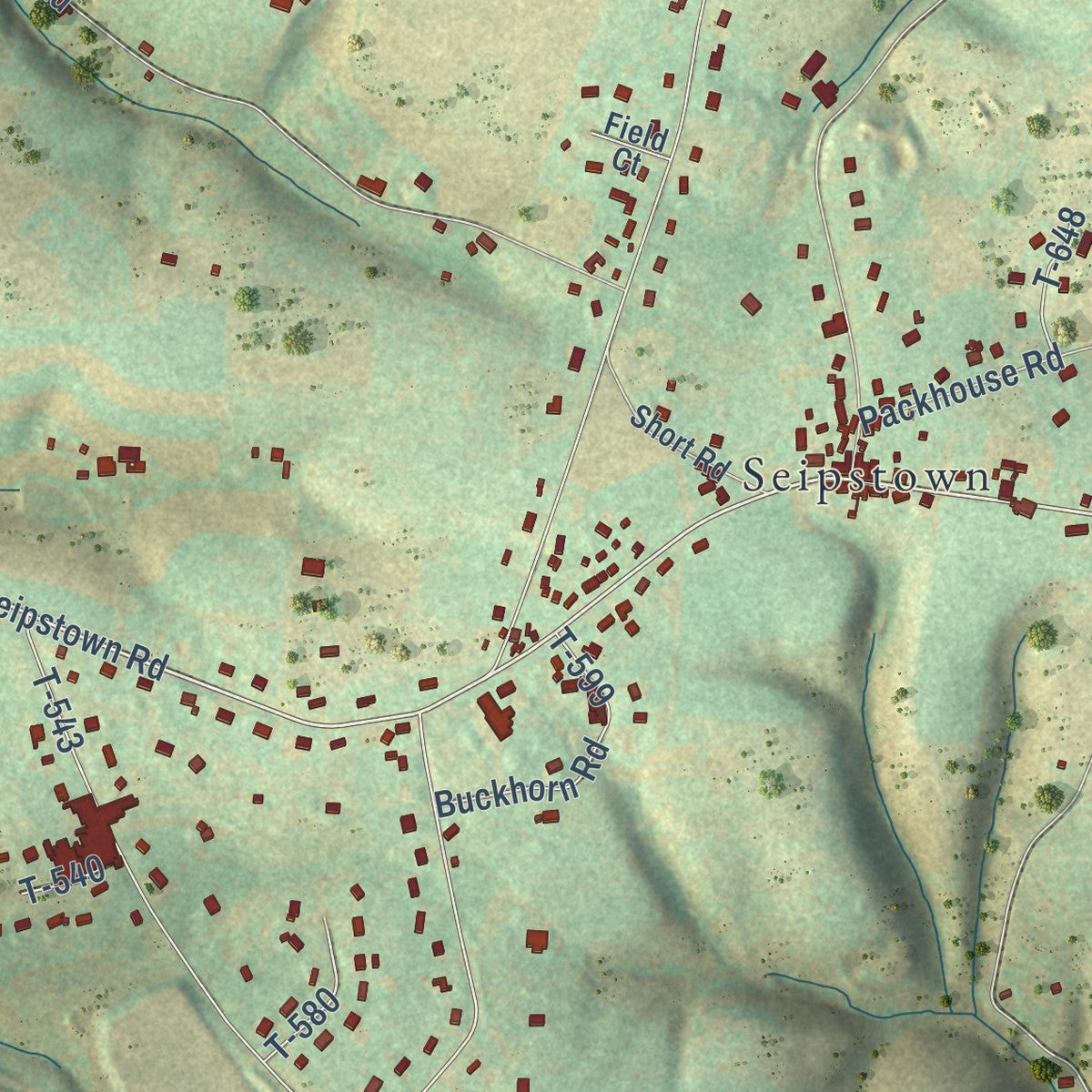 Close-up of the map of Fogelsville, Pennsylvania print showing street and building detail