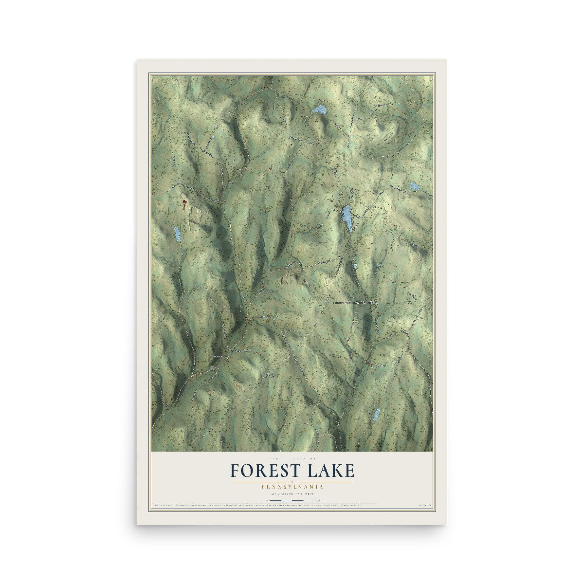 Map of Forest Lake, Pennsylvania, 12 x 18 inch unframed archival matte print