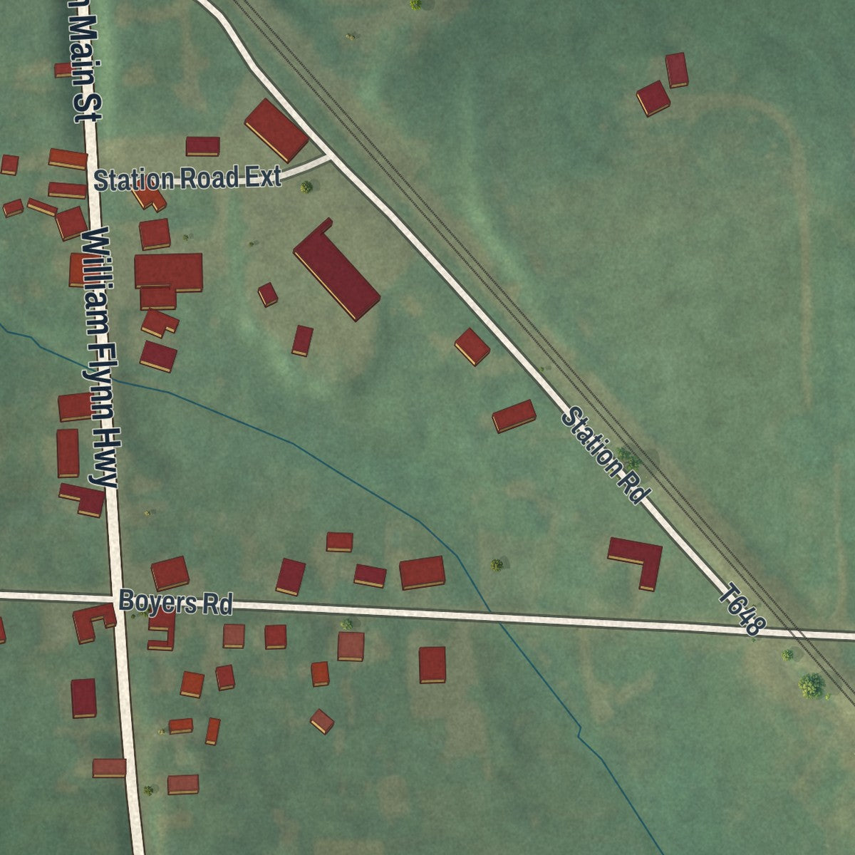 Close-up of the map of Forestville, Butler County, Pennsylvania print showing street and building detail