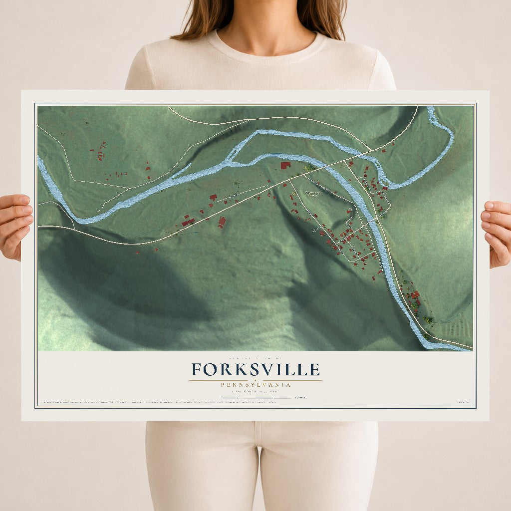 Map of Forksville, Pennsylvania, 18 x 24 inch unframed archival matte print