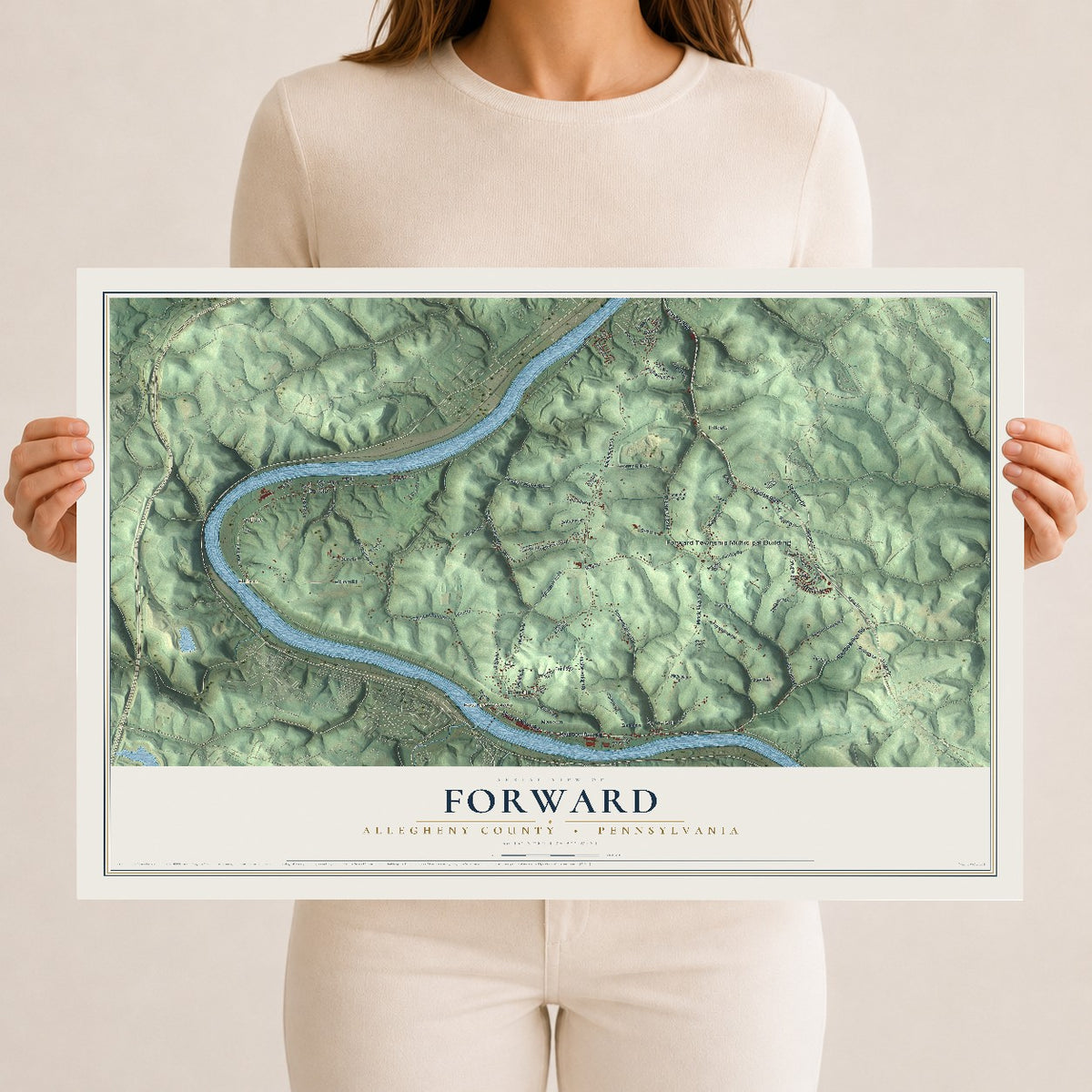 Map of Forward, Allegheny County, Pennsylvania, 12 x 18 inch unframed archival matte print