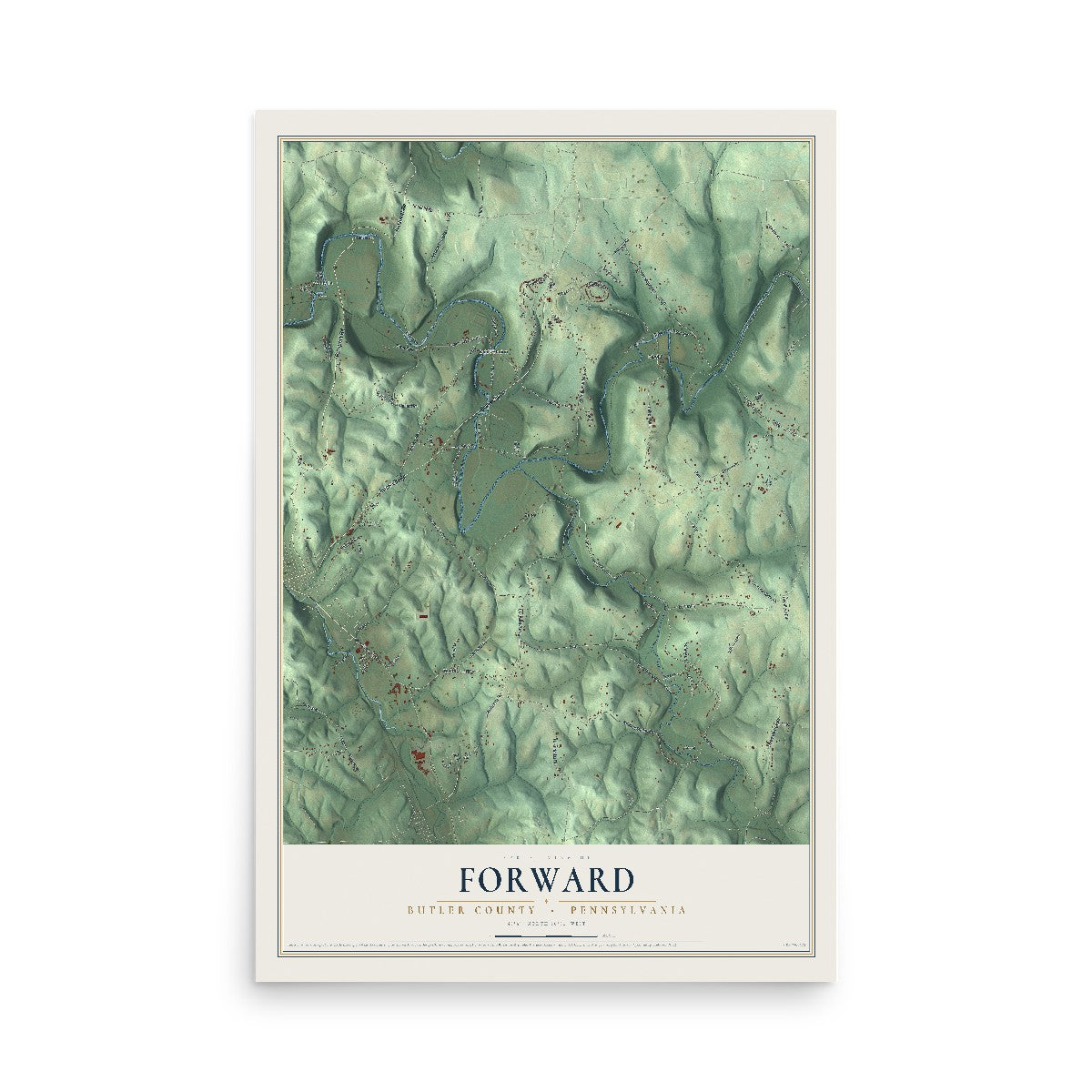 Map of Forward, Butler County, Pennsylvania, 12 x 18 inch unframed archival matte print