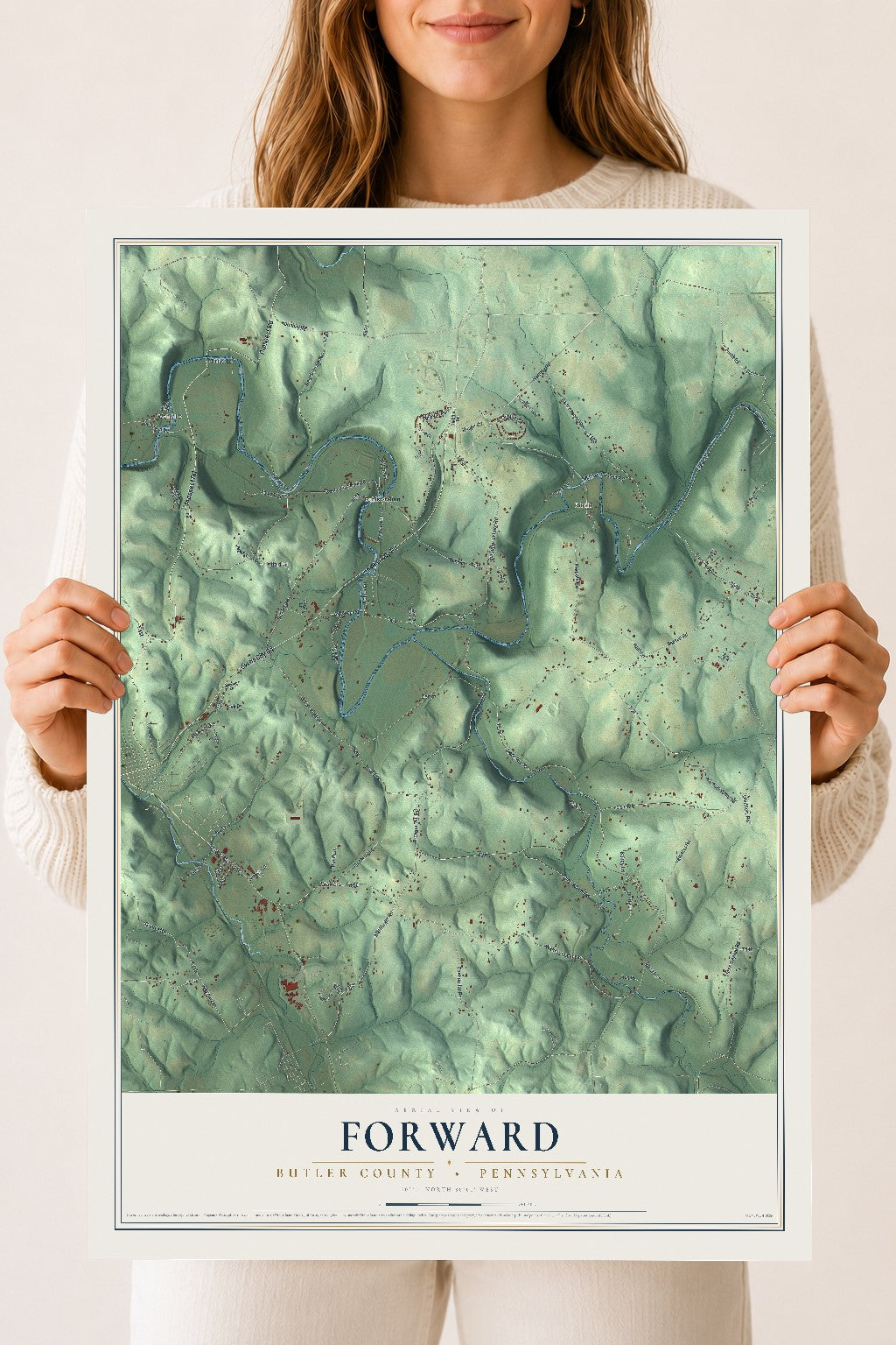 Map of Forward, Butler County, Pennsylvania, 18 x 24 inch unframed archival matte print