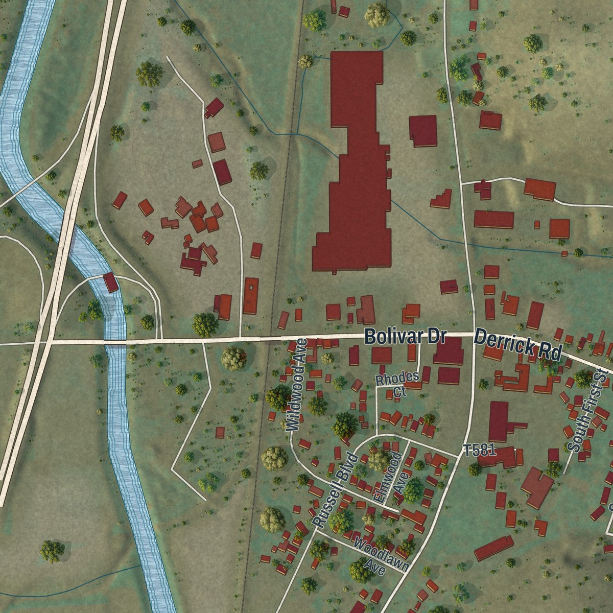 Close-up of the map of Foster Brook, Pennsylvania print showing street and building detail