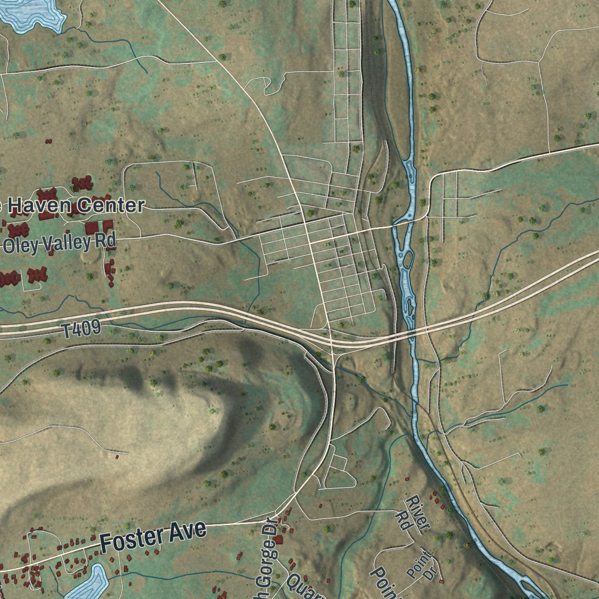Second close-up of the map of Foster, Luzerne County, Pennsylvania print showing more streets and buildings