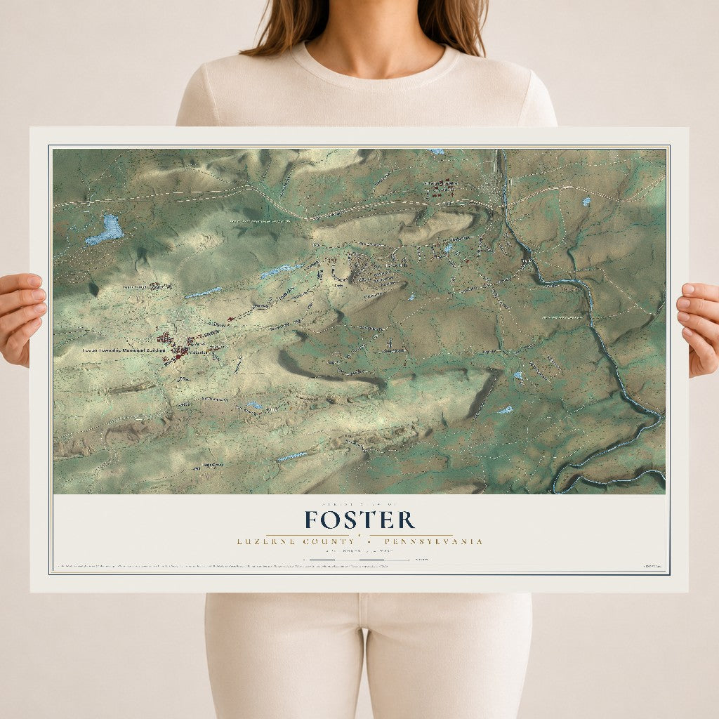 Map of Foster, Luzerne County, Pennsylvania, 18 x 24 inch unframed archival matte print