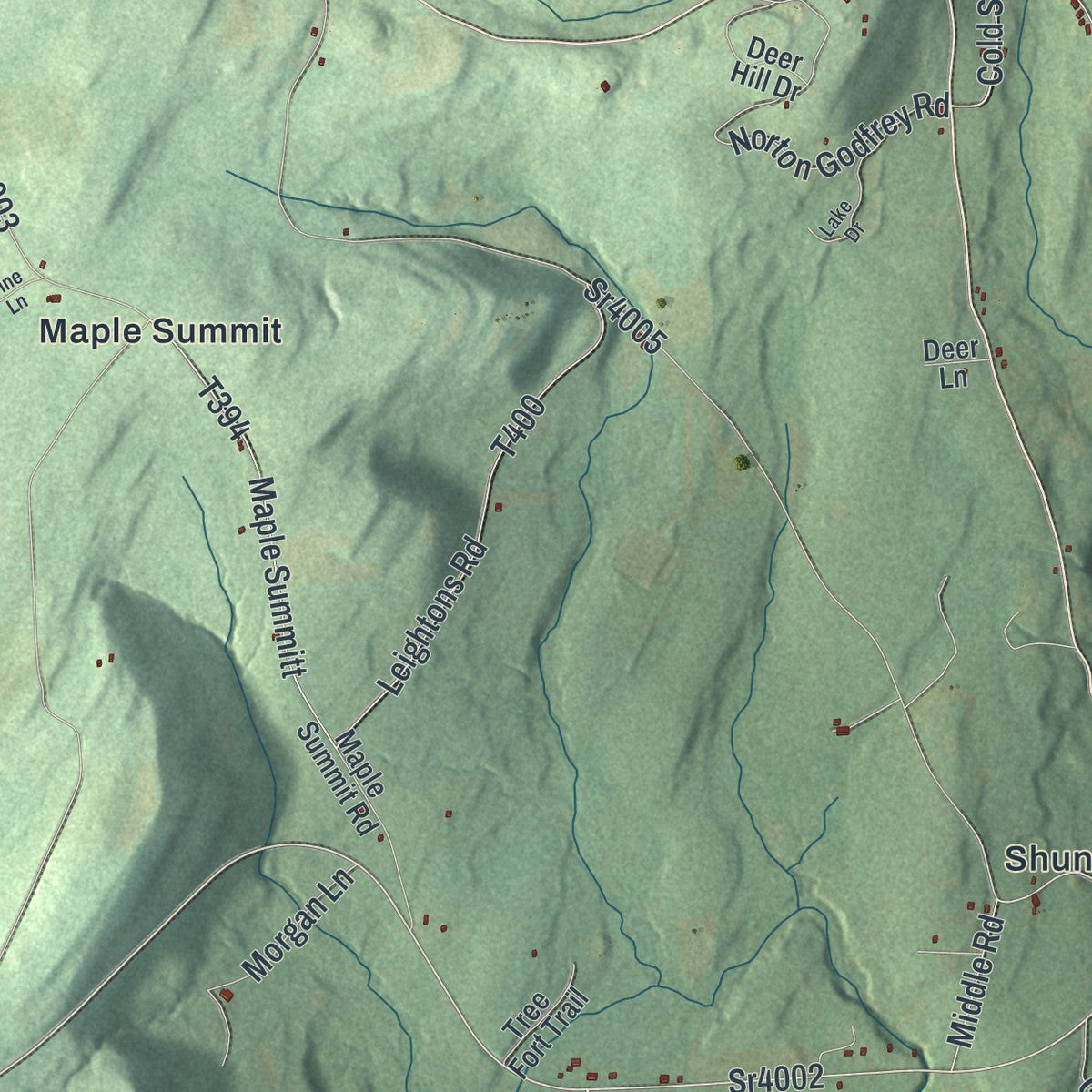 Close-up of the map of Fox, Sullivan County, Pennsylvania print showing street and building detail
