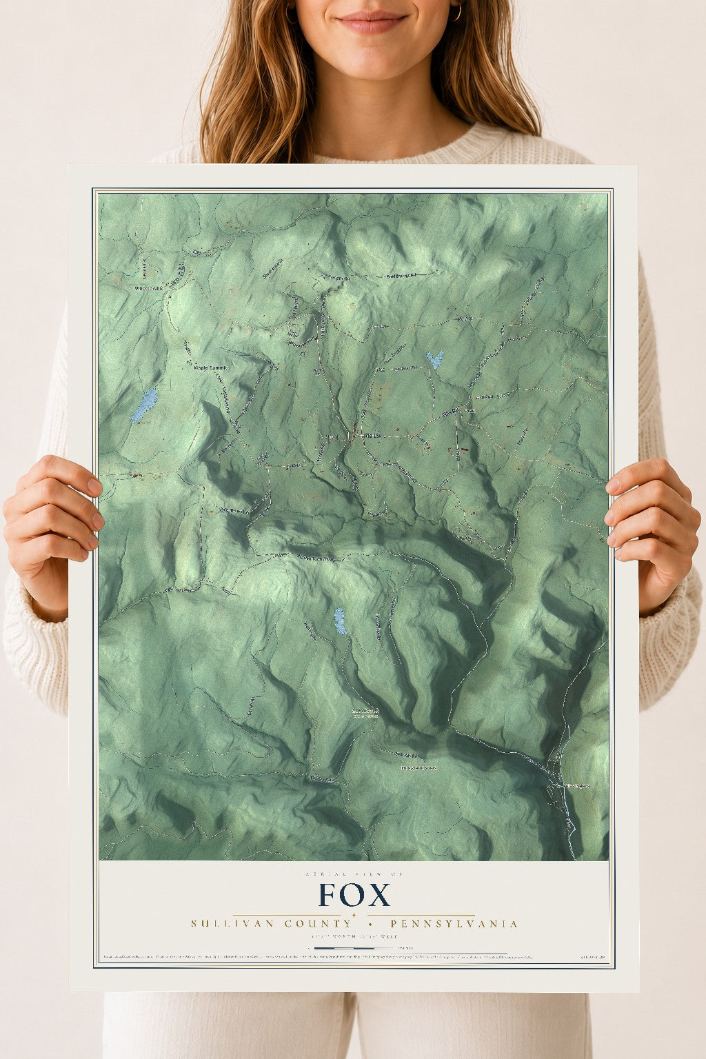 Map of Fox, Sullivan County, Pennsylvania, 18 x 24 inch unframed archival matte print
