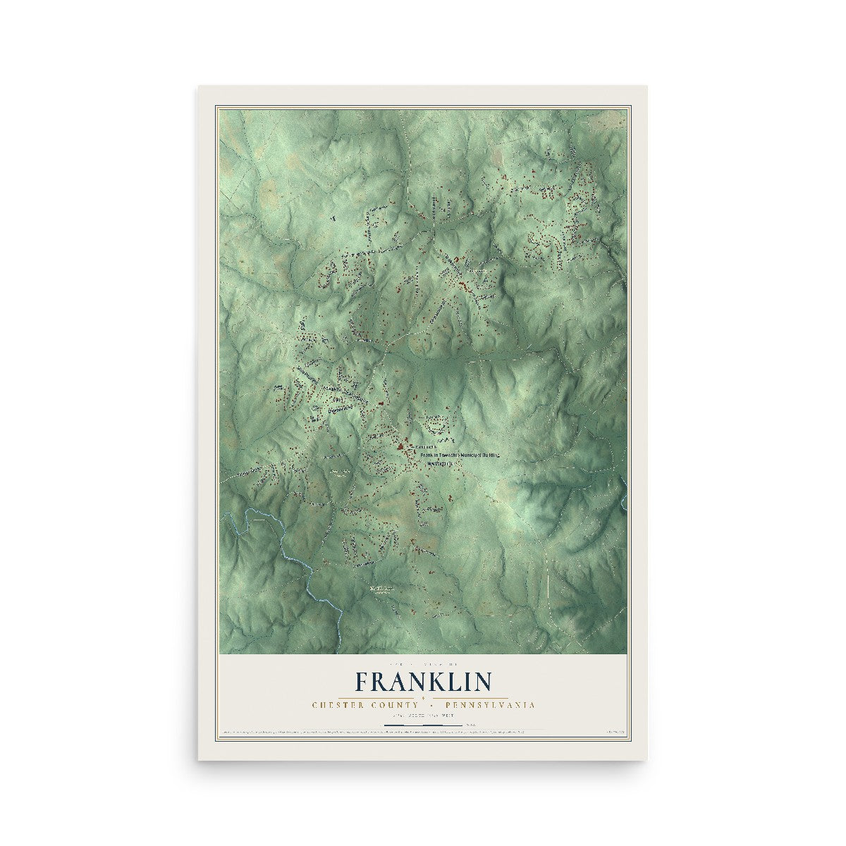 Map of Franklin, Chester County, Pennsylvania, 12 x 18 inch unframed archival matte print
