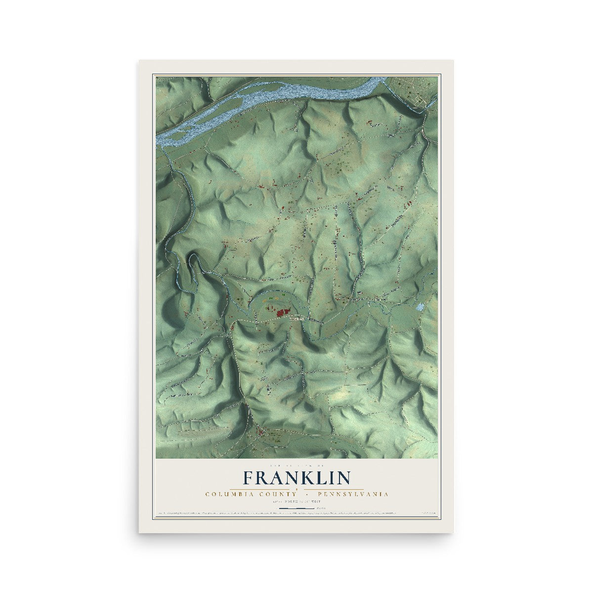 Map of Franklin, Columbia County, Pennsylvania, 12 x 18 inch unframed archival matte print