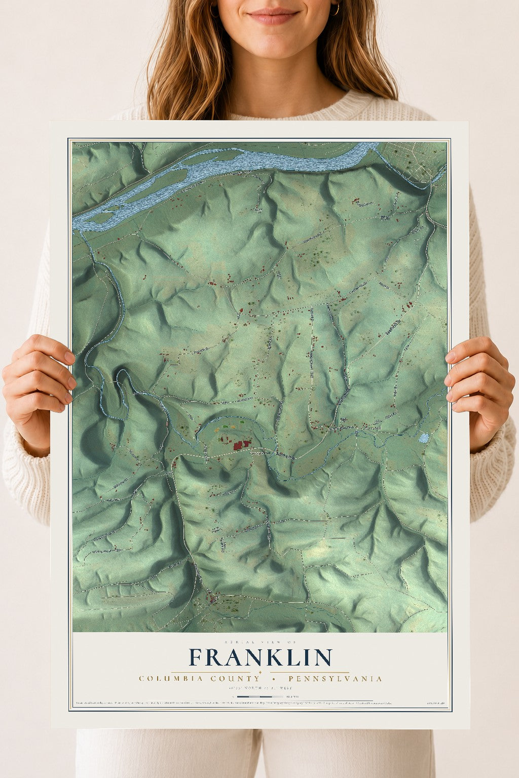 Map of Franklin, Columbia County, Pennsylvania, 18 x 24 inch unframed archival matte print